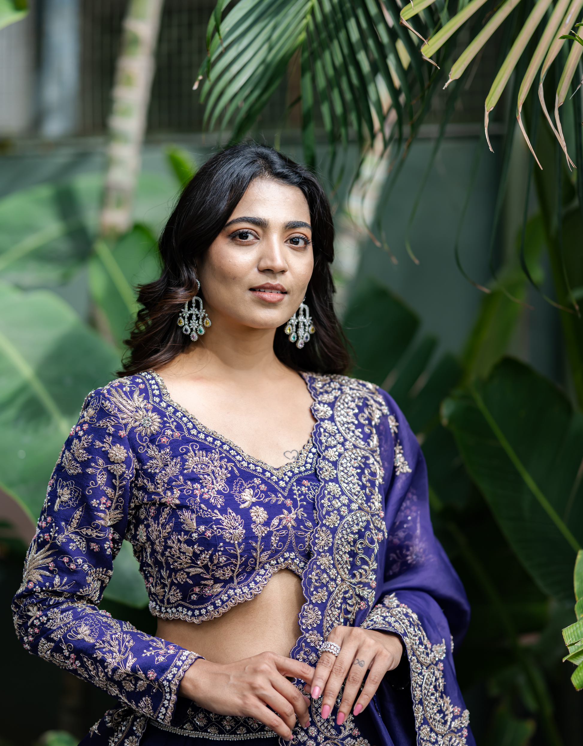 Purple Raw Silk Lehenga Zardosi Pearls Beads Organza Dupatta