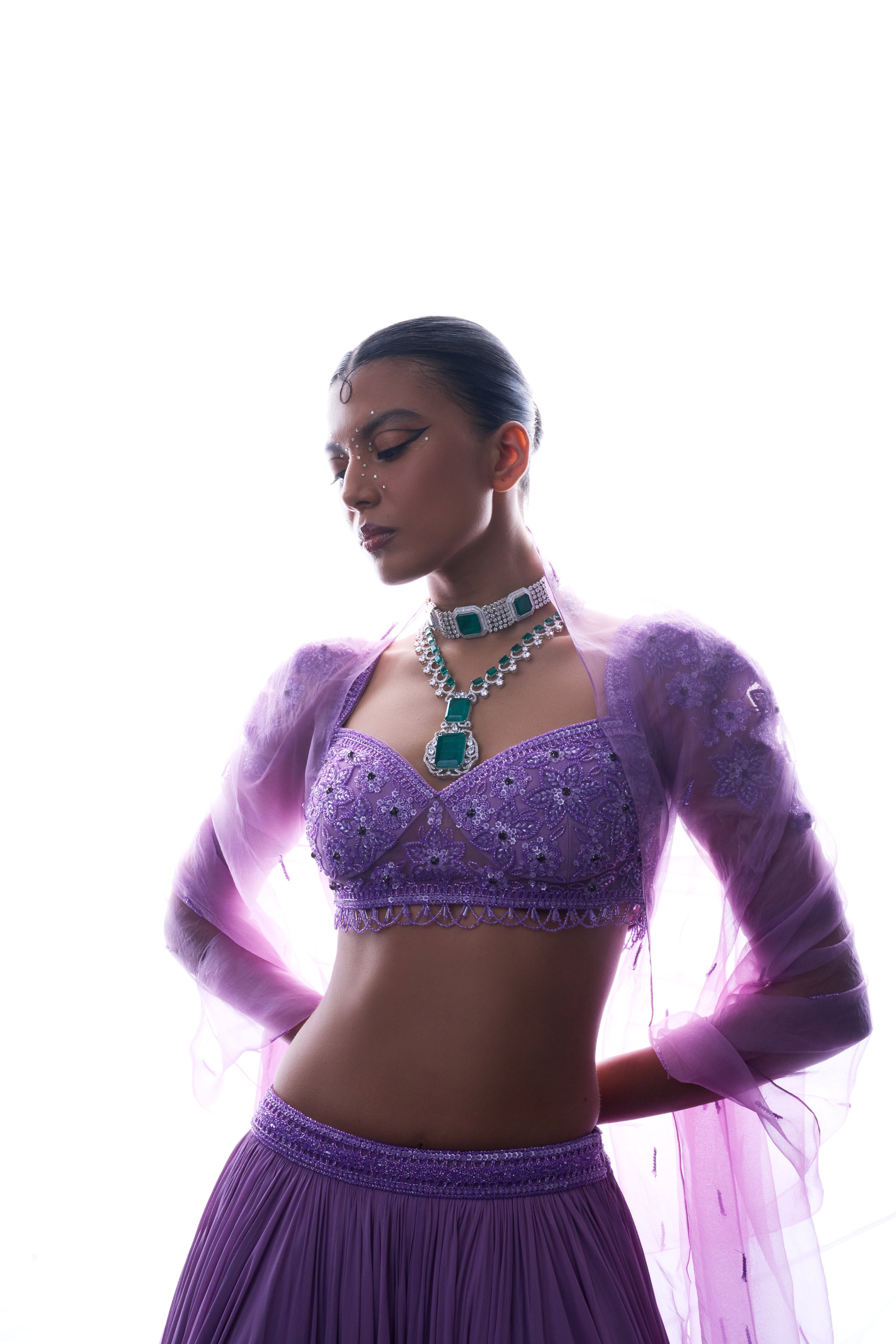 Indulgent Lilac Georgette Charm Lehenga Organza Dupatta Embroidery