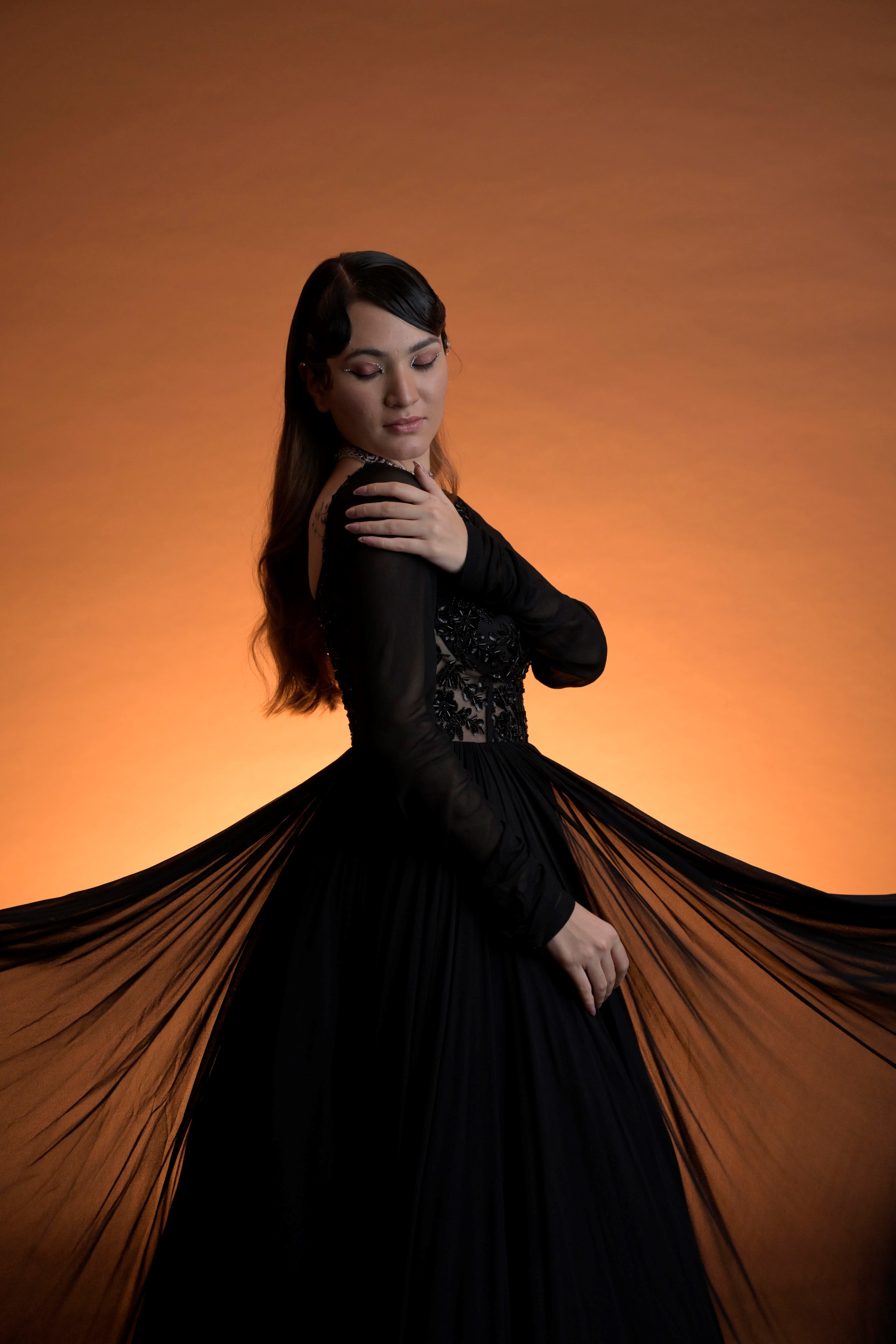 Epitome Black Georgette Midnight Majesty Anarkali Embroidery