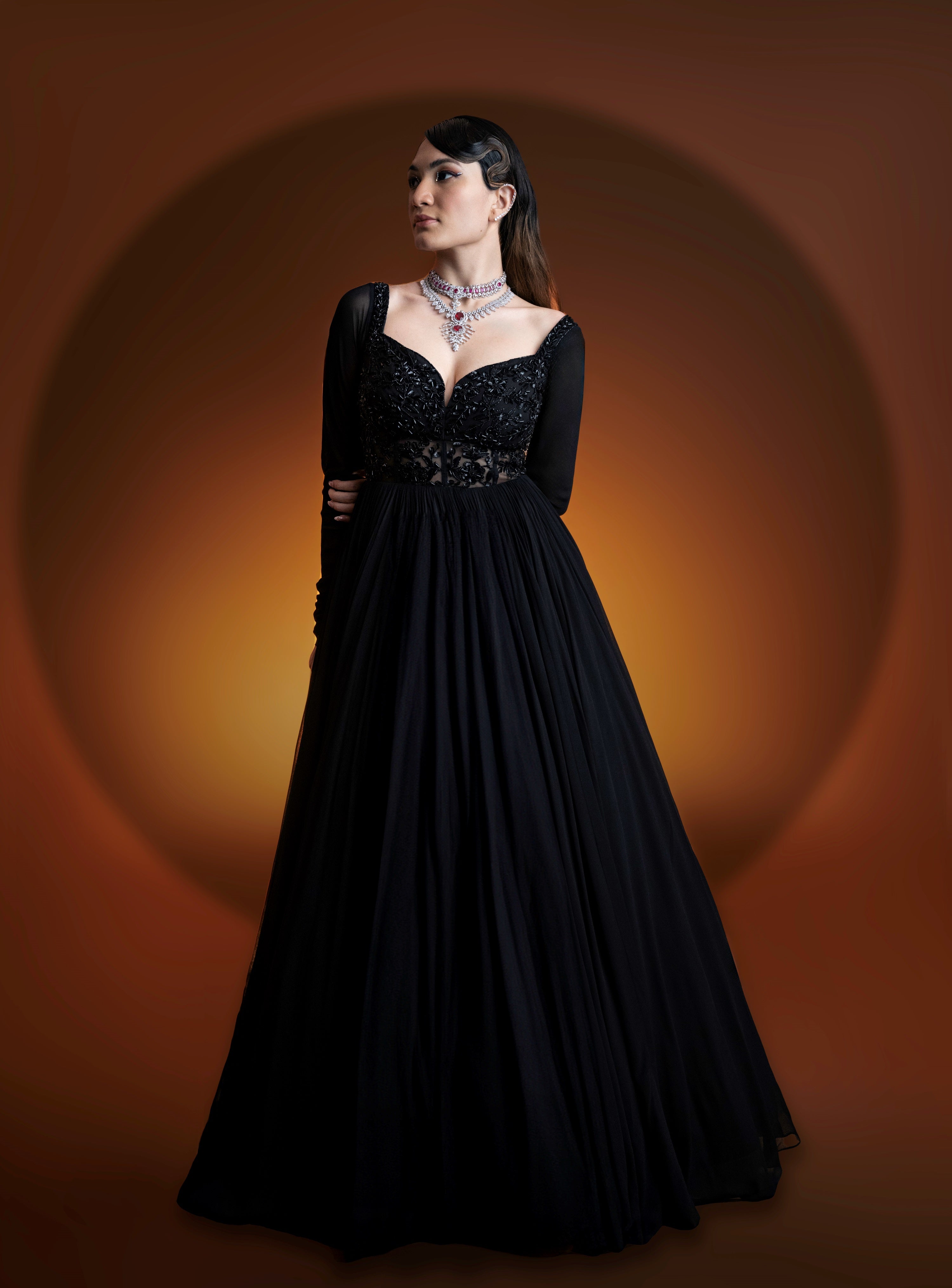 Epitome Black Georgette Midnight Majesty Anarkali Embroidery