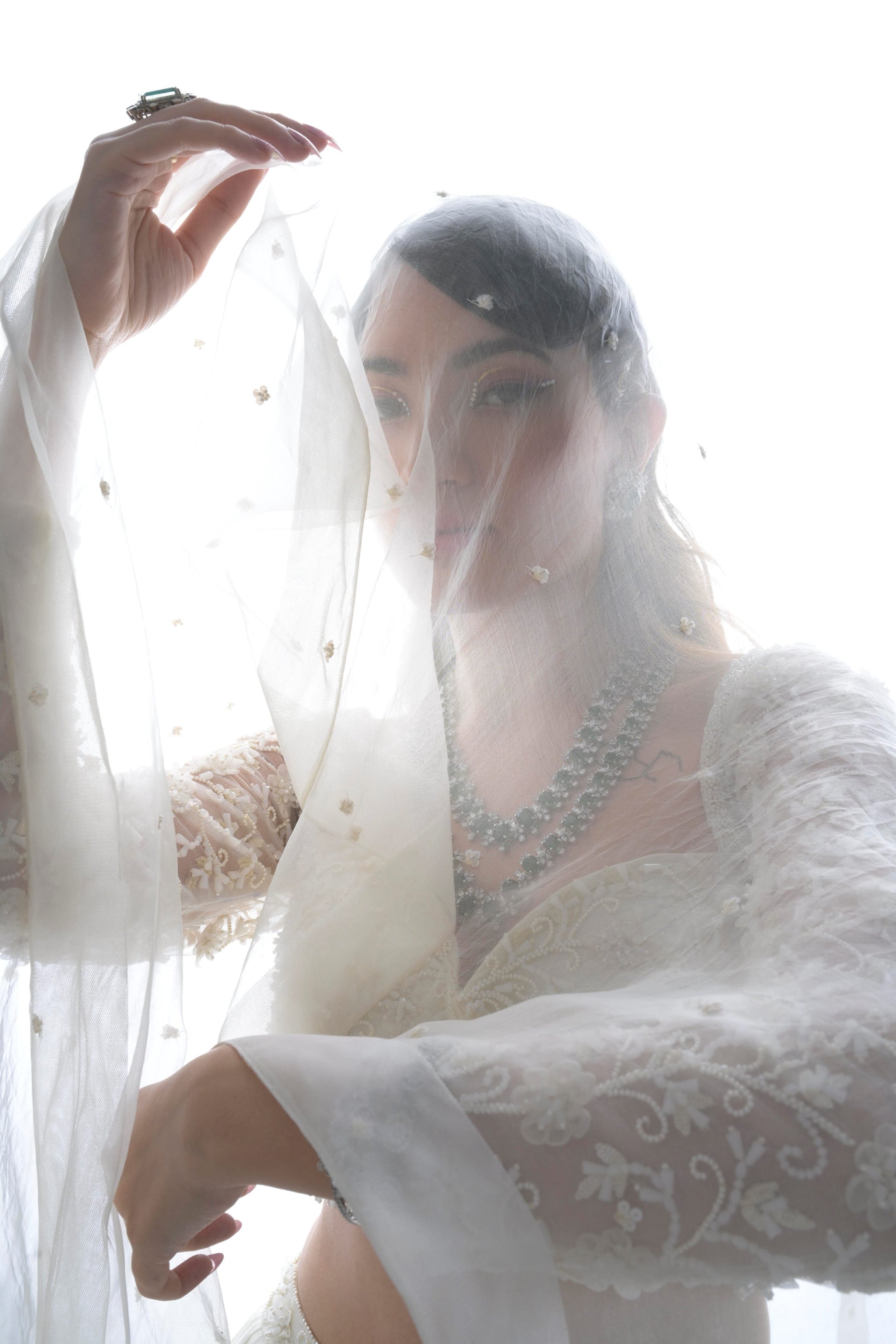 Alluring Ivory Georgette Regal Frost Lehenga Elegance Embroidered