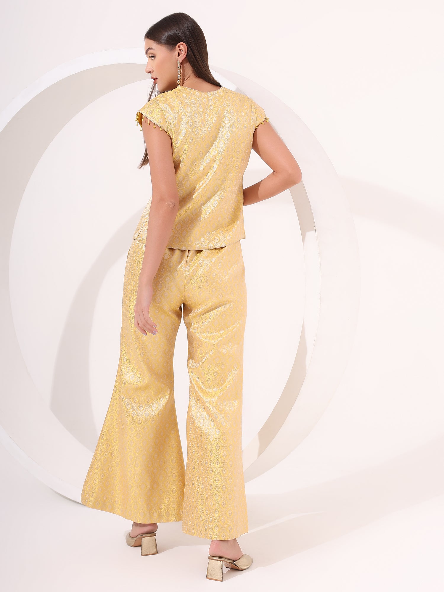 Vibrant Yellow Brocade Co-ord Set – Haldi & Party Wear