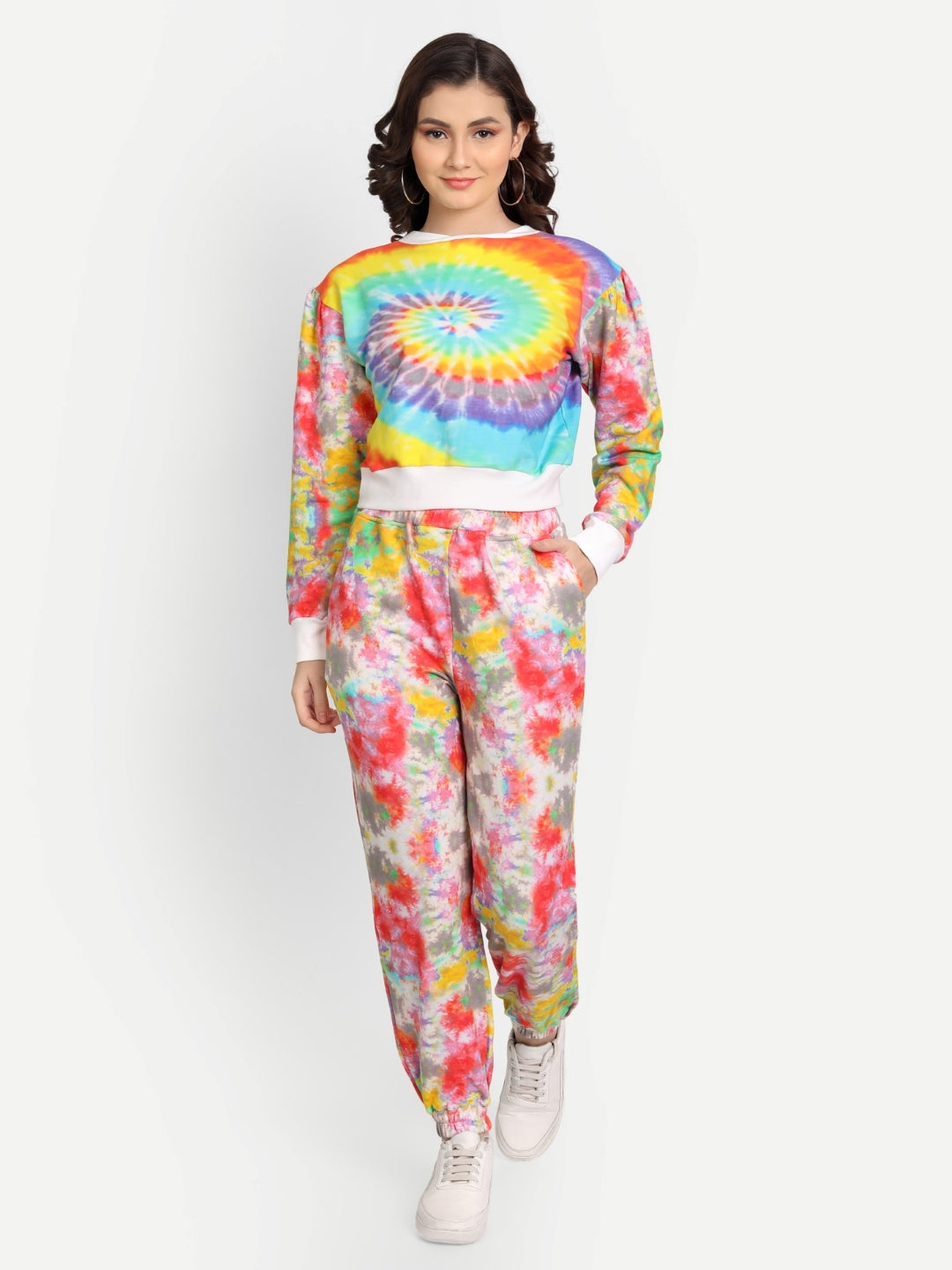 Artistic Multicolor French Terry Tropical Twilight Tie-Dye Coord Set