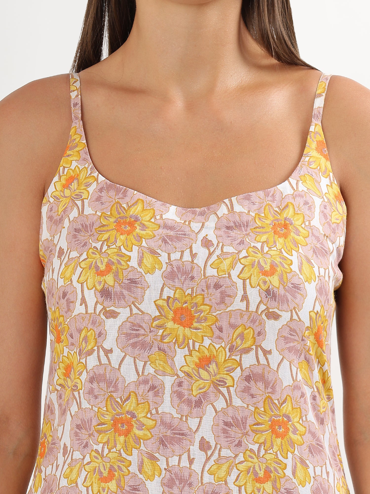 Chic Yellow Floral Straight Cotton Kurta with Pant Set