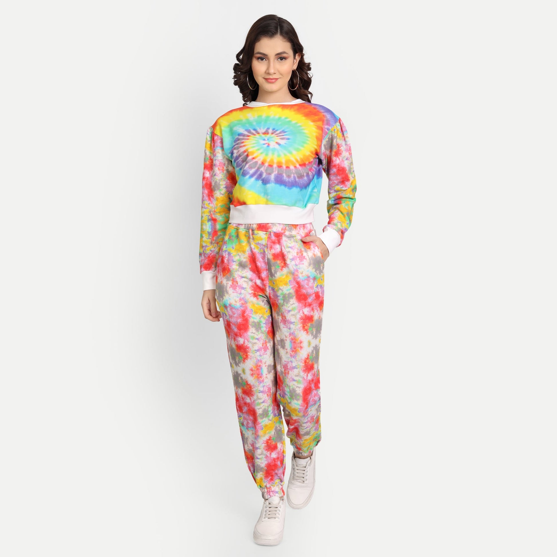 Artistic Multicolor French Terry Tropical Twilight Tie-Dye Coord Set