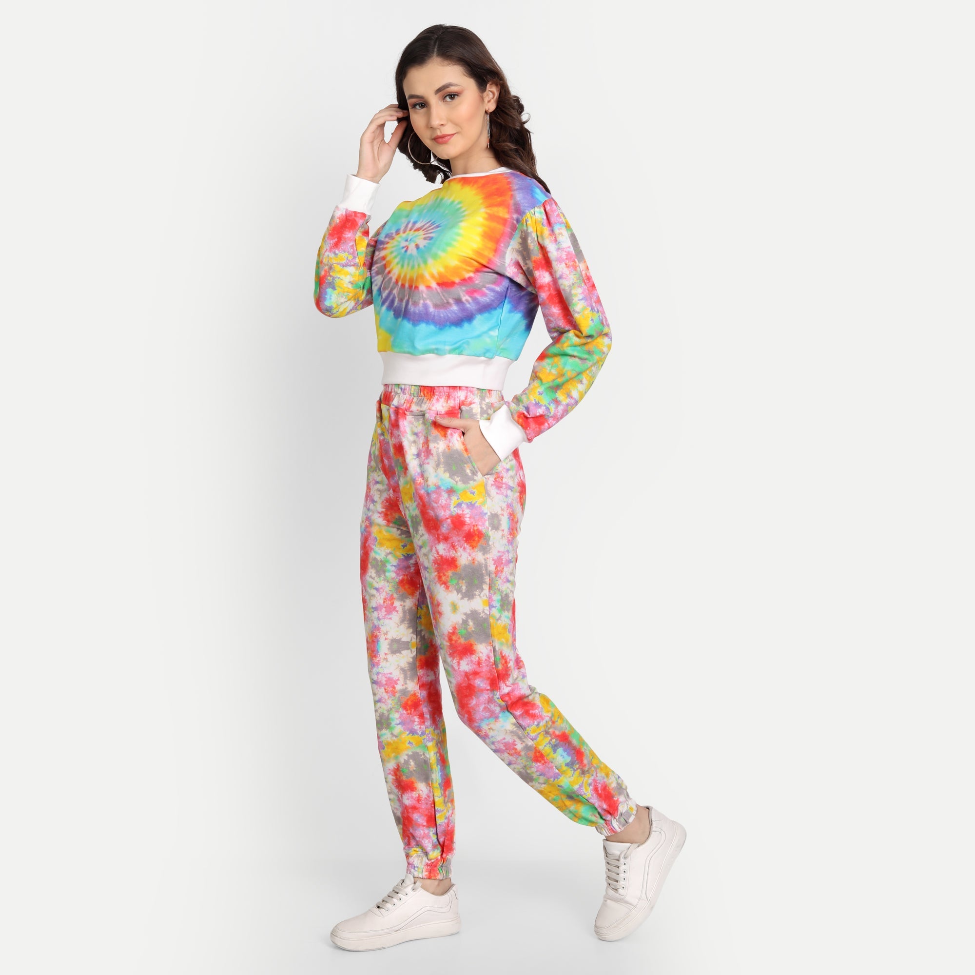 Artistic Multicolor French Terry Tropical Twilight Tie-Dye Coord Set