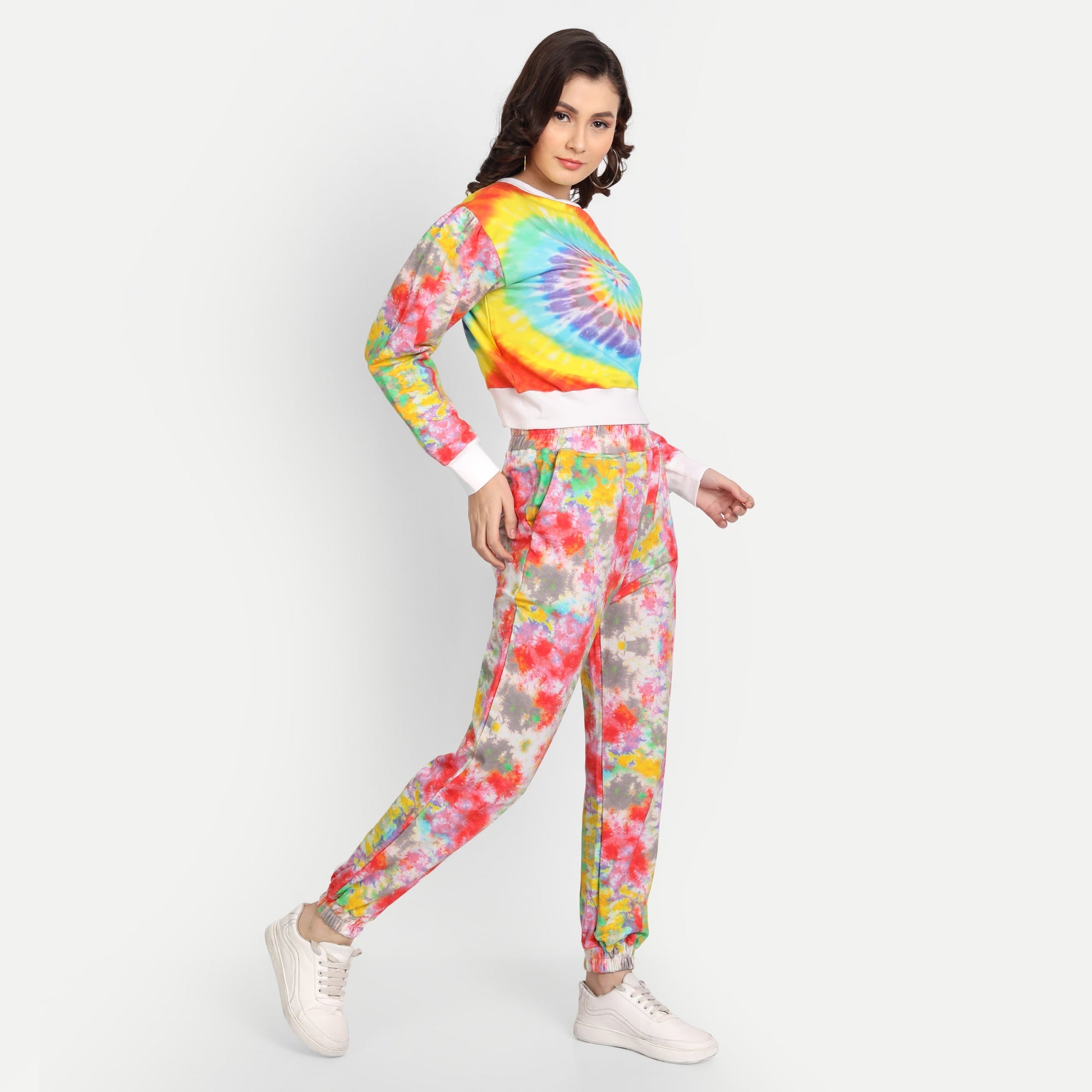 Artistic Multicolor French Terry Tropical Twilight Tie-Dye Coord Set