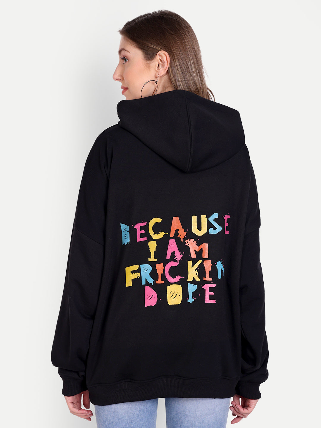 Cozy Black Fleece Bratz Print Hooded Sweatshirt - Front Back