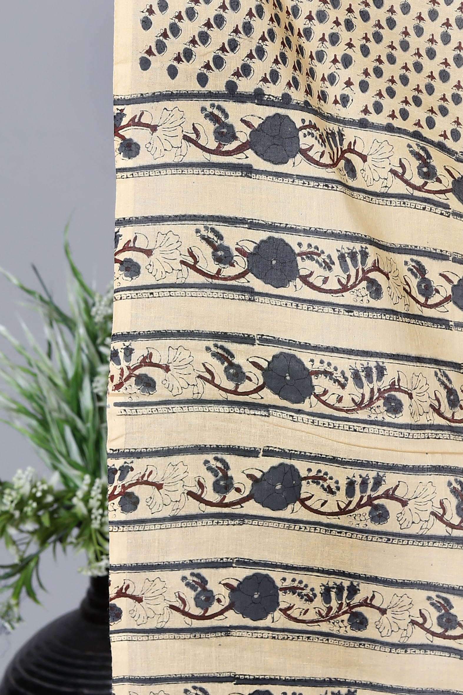 Elegant Beige Hand Block Printed Mulmul Cotton Dupatta