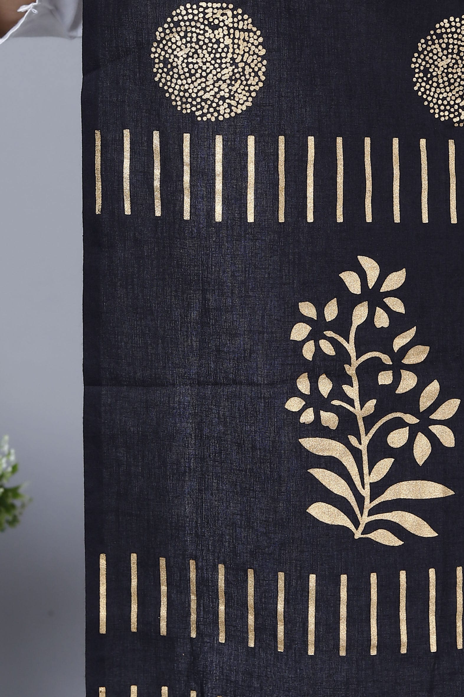 Artisanal Black Hand Block Printed Mulmul Cotton Dupatta