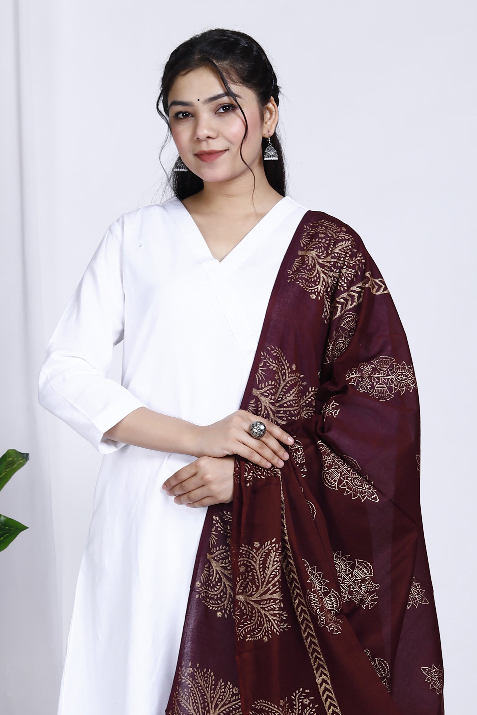 Vibrant Magenta Hand Block Printed Mulmul Cotton Dupatta