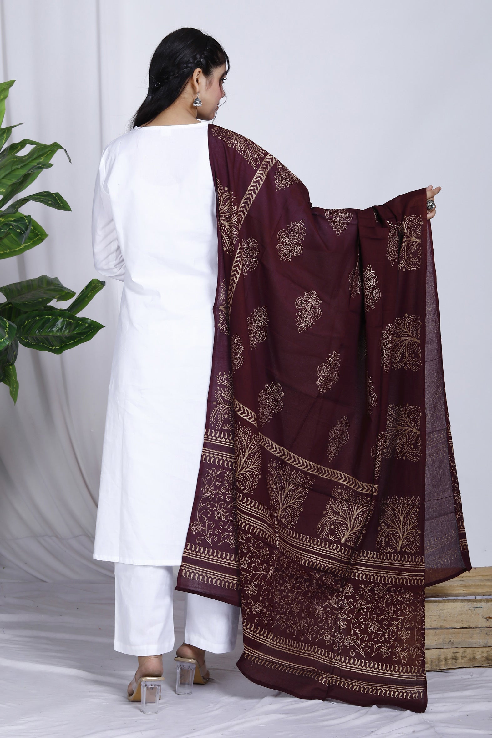 Vibrant Magenta Hand Block Printed Mulmul Cotton Dupatta