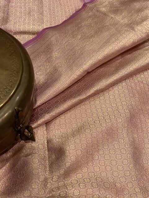 Lavender Benarasi Silk Saree Sunehri Gulaab Golden Zari Sheen