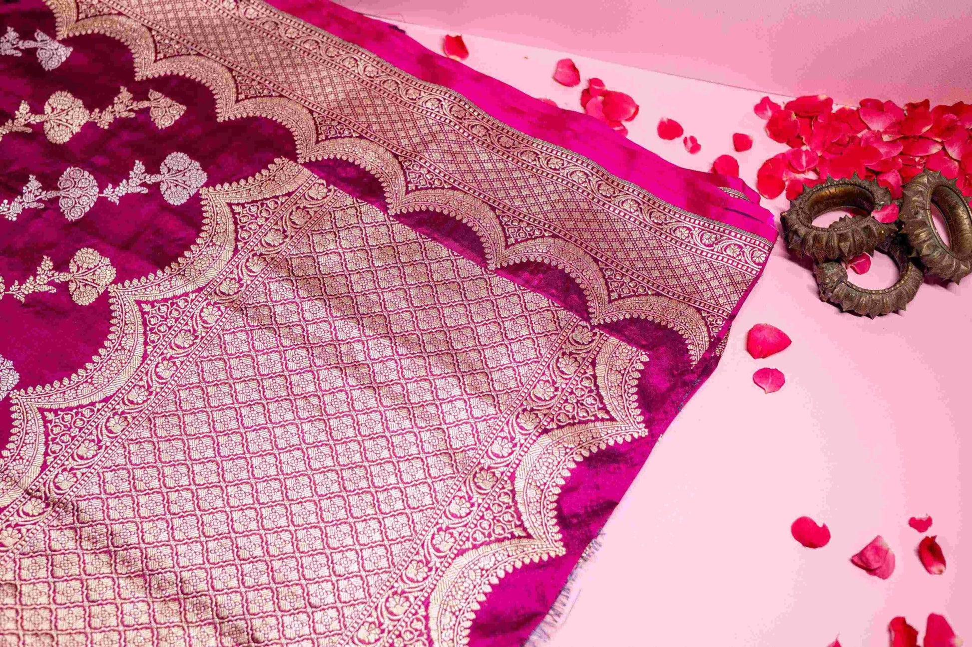 Deep Purple Benaras Silk Saree Ektara Sonaroopa Jaal Brocade Weave