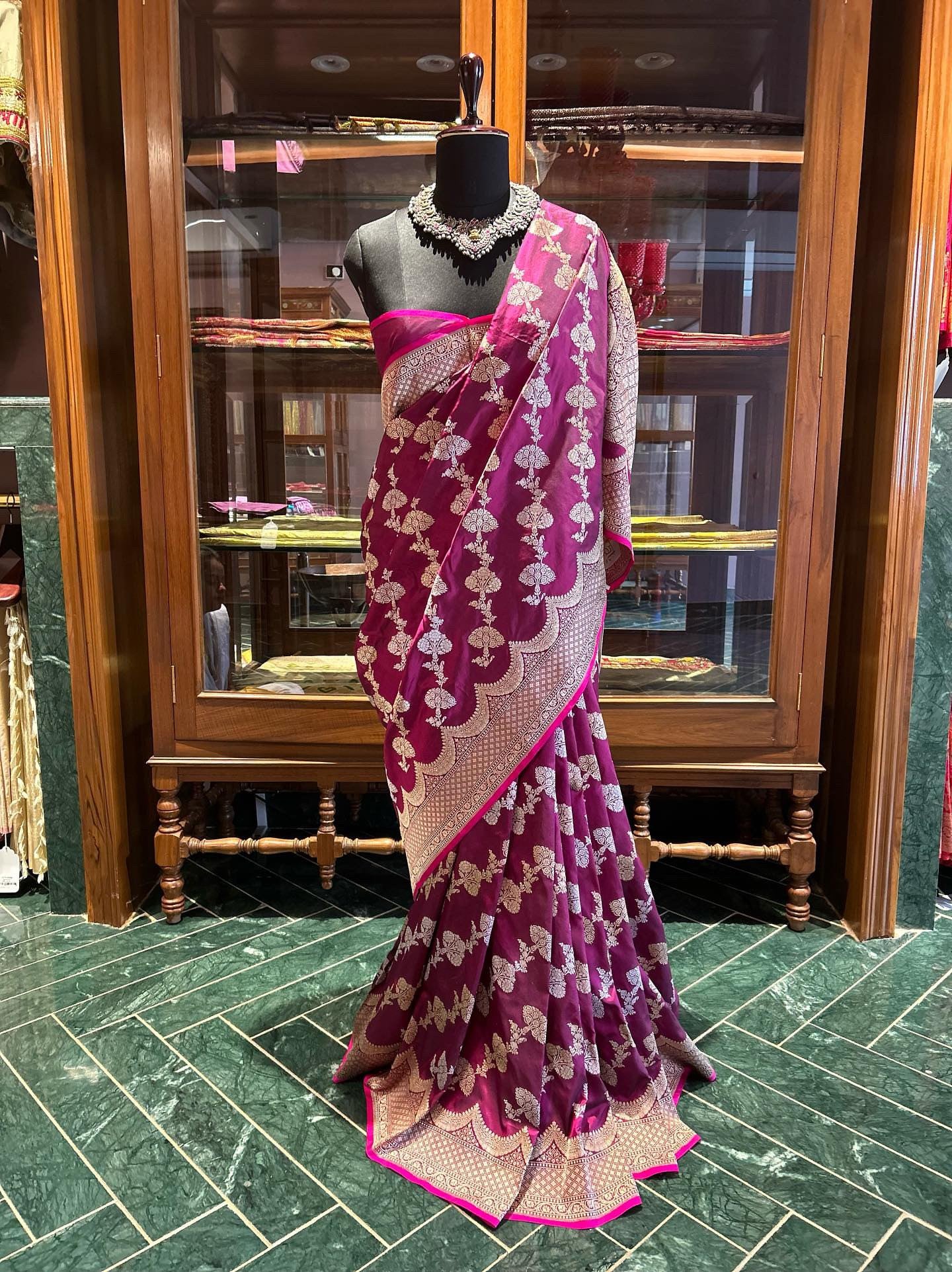 Deep Purple Benaras Silk Saree Ektara Sonaroopa Jaal Brocade Weave