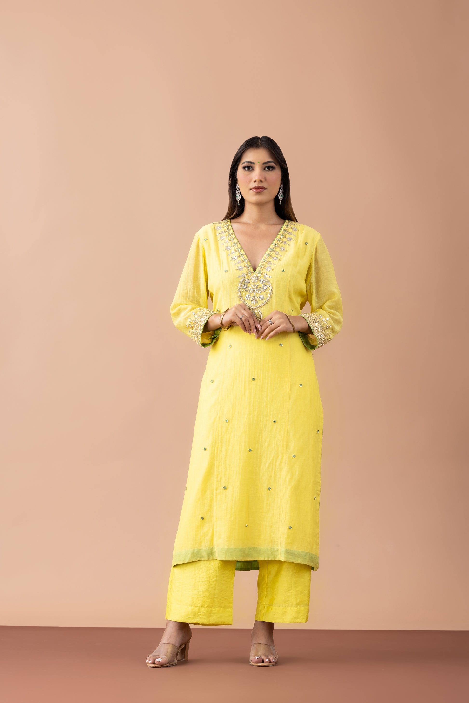 Haldi Hues Yellow Gota Patti Suit Set