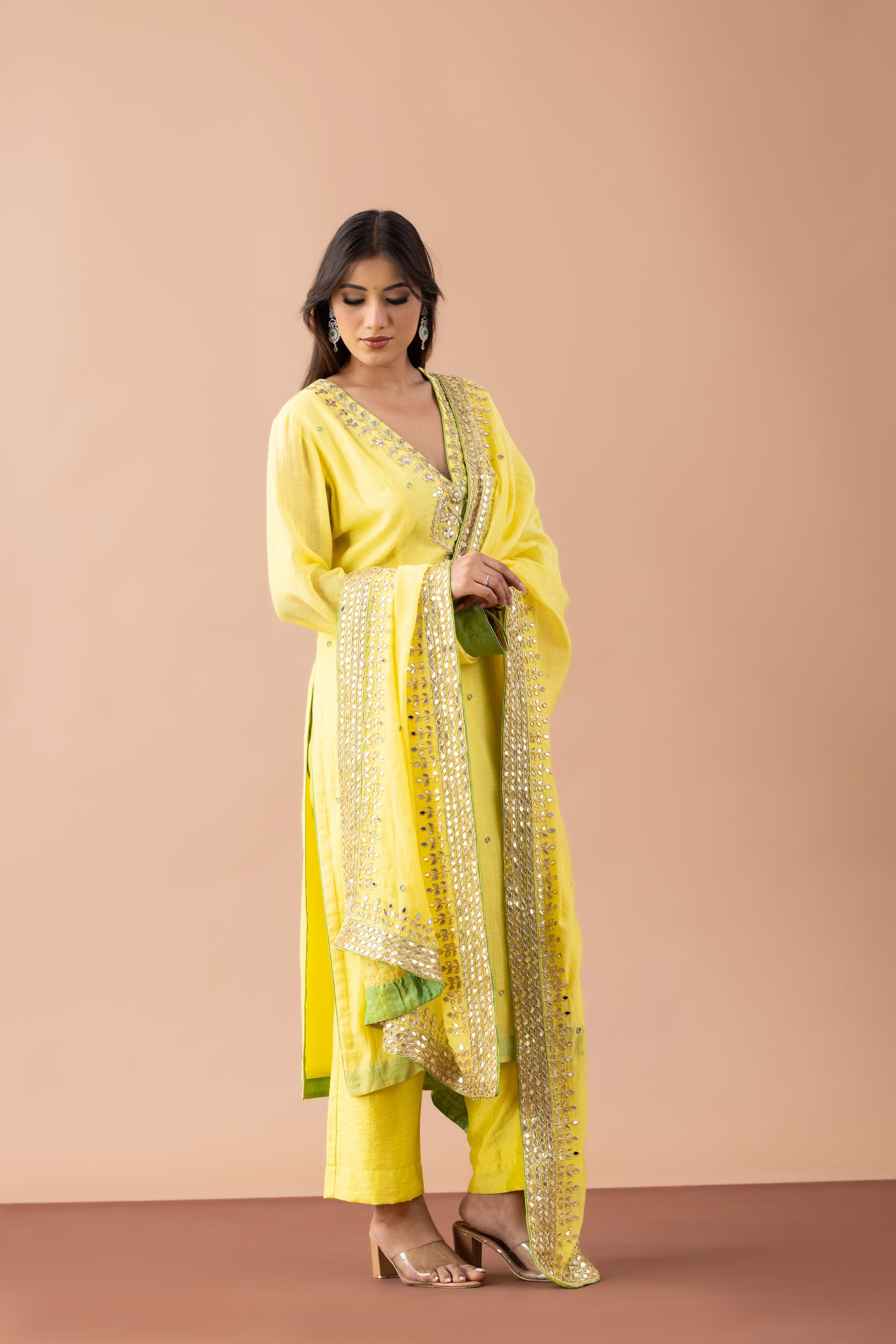Haldi Hues Yellow Gota Patti Suit Set
