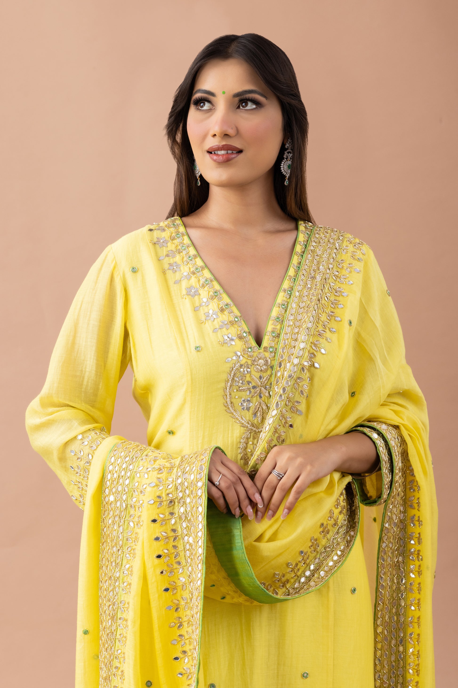 Haldi Hues Yellow Gota Patti Suit Set
