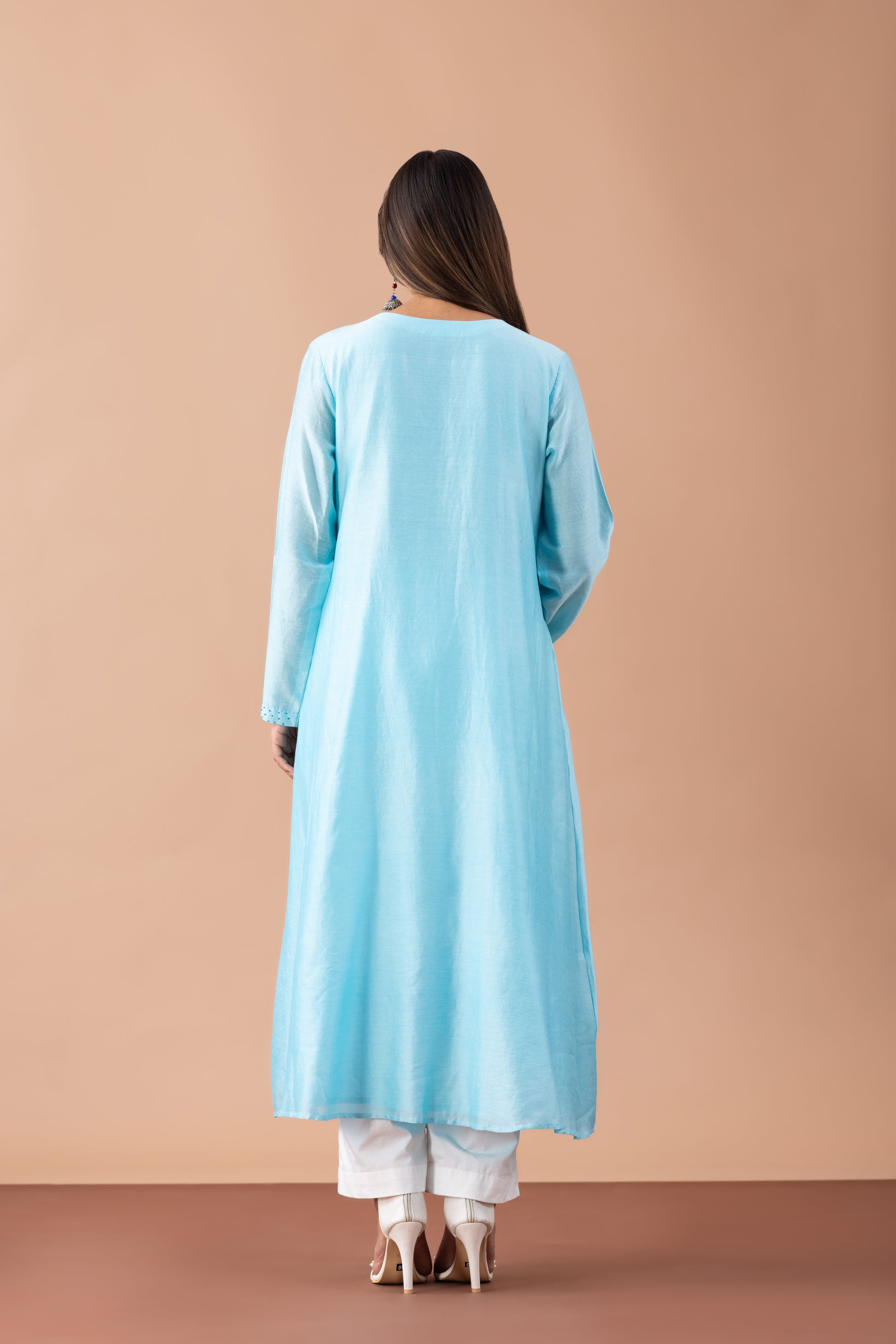 Turquoise Jashn Kurta Set in Chanderi & Cotton