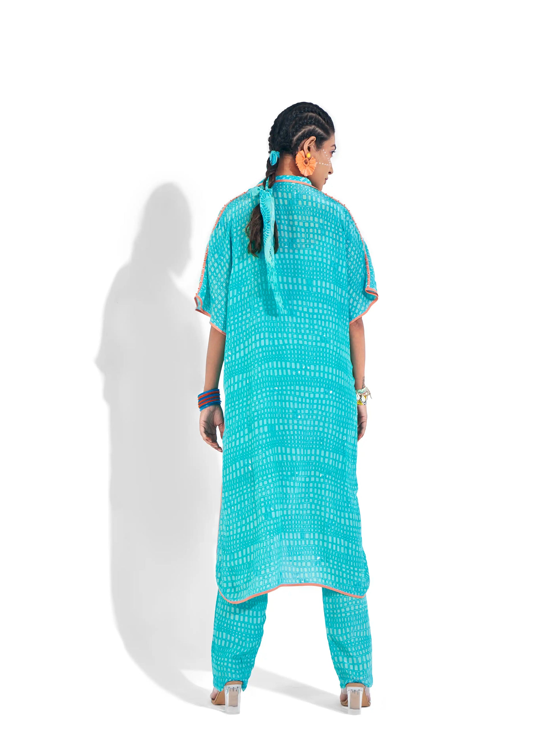 Ultra Versatile Blue Aqua Crepe Kyomi Spaghetti Top