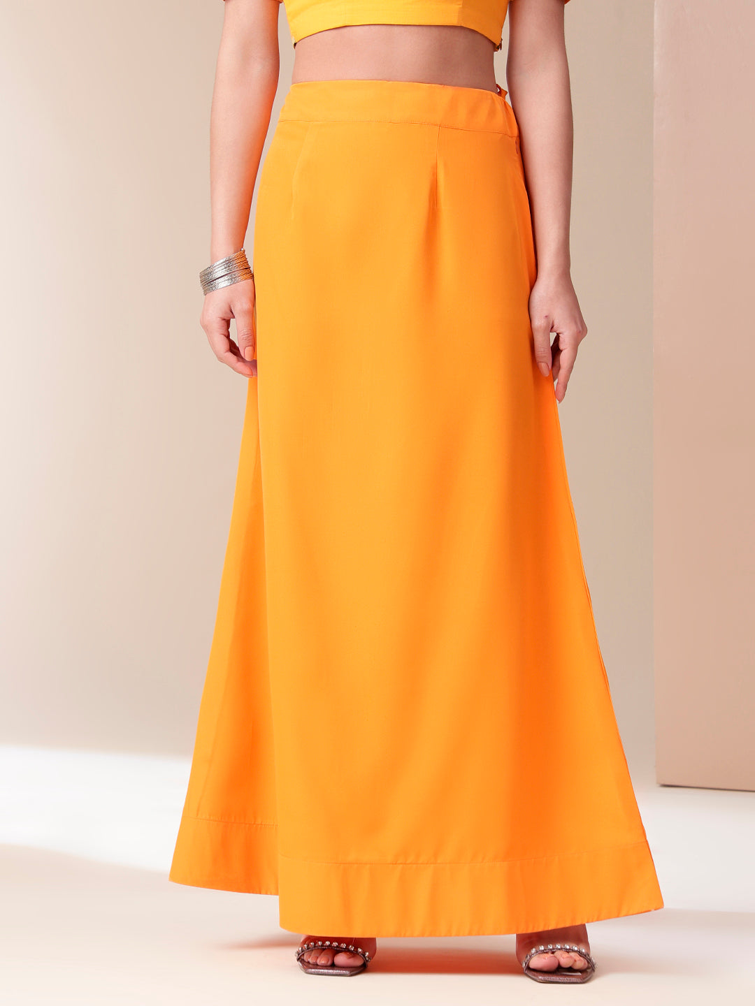 Captivating Orange Cotton Malmal Saree Handpainted Floral