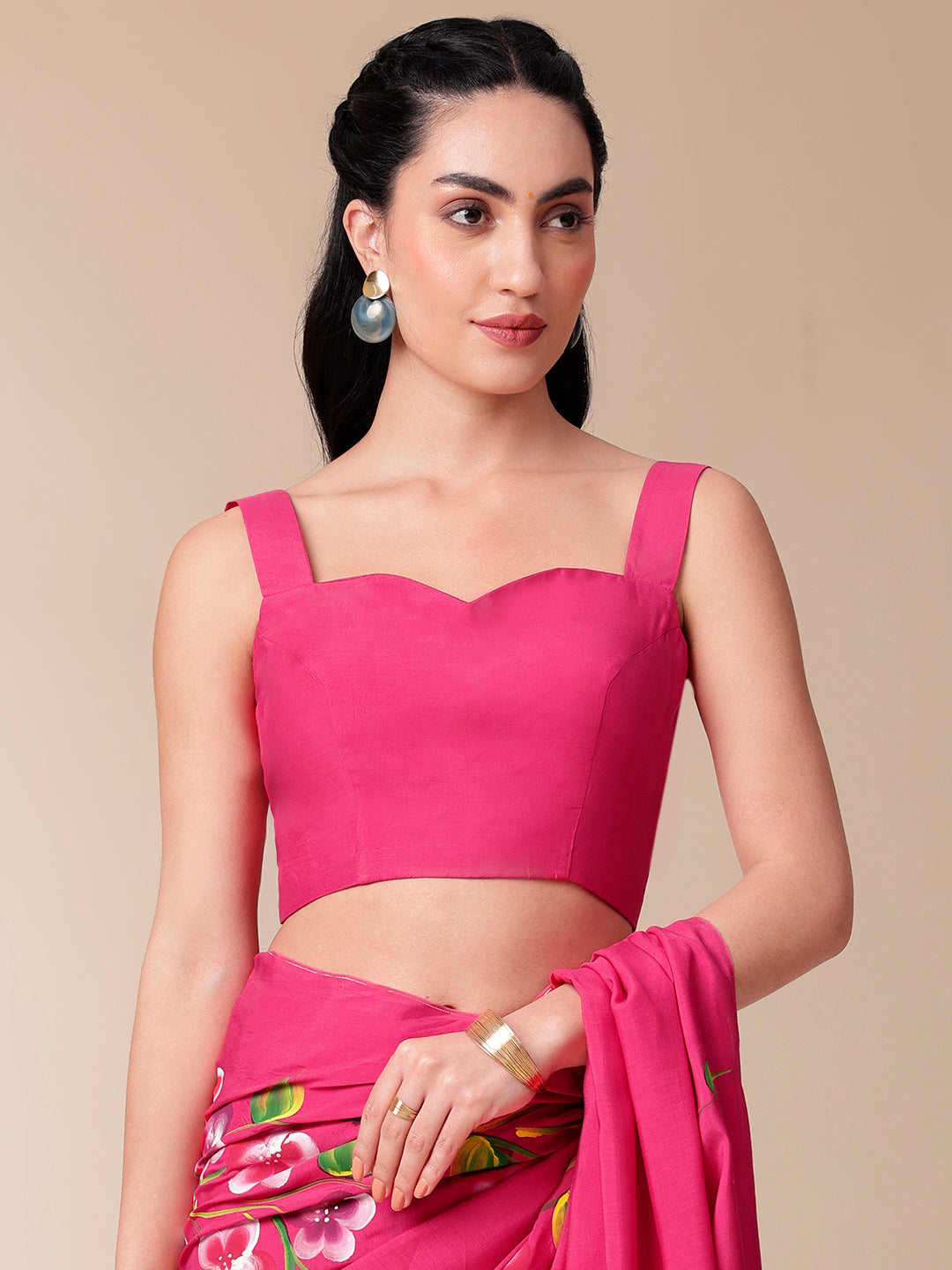 Ethereal Pink Chiffon Mal Silk Saree Handpainted Floral