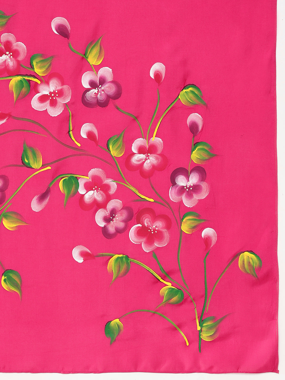 Ethereal Pink Chiffon Mal Silk Saree Handpainted Floral