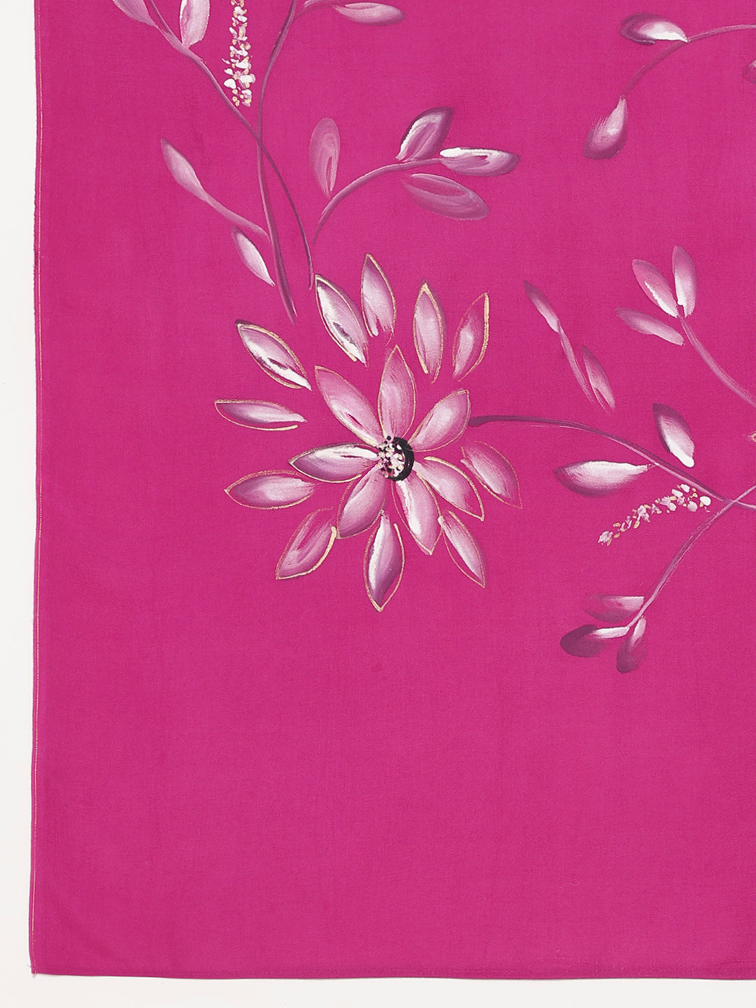 Blissful Brush Pink Floral Handpainted Cotton Silk Saree