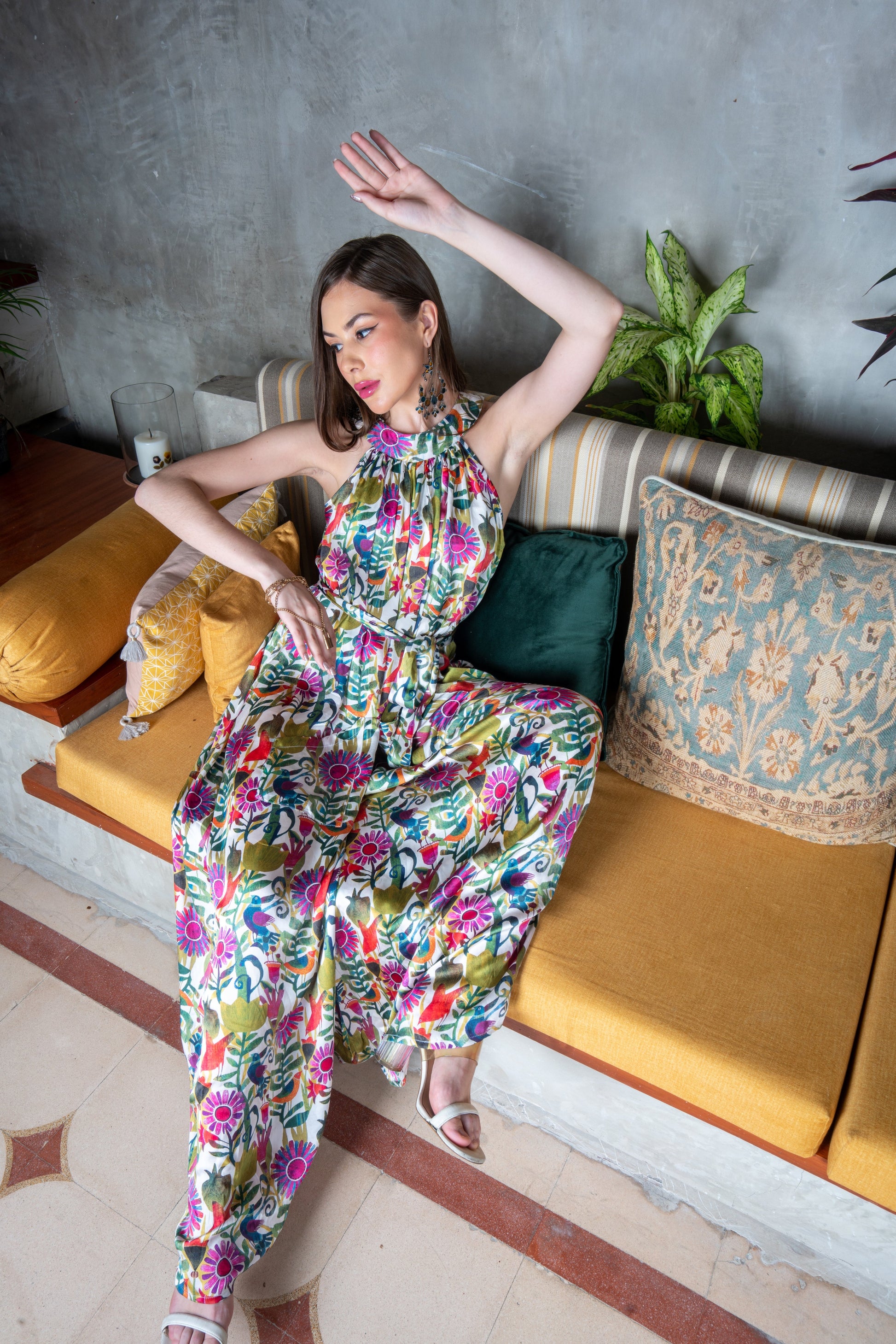 Stunning Multicolor Bamburgh Satin Floral Skylark Jumpsuit