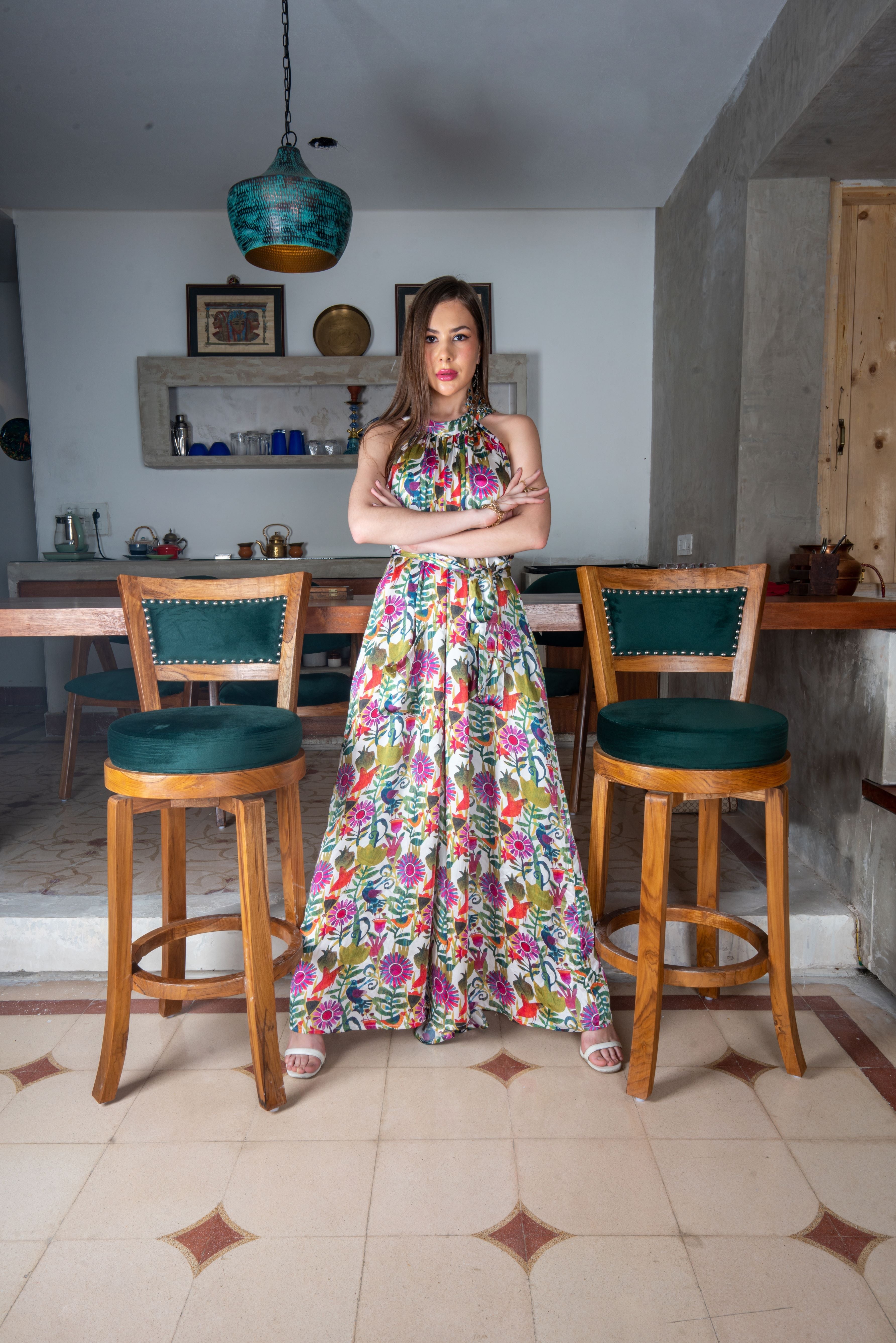 Stunning Multicolor Bamburgh Satin Floral Skylark Jumpsuit