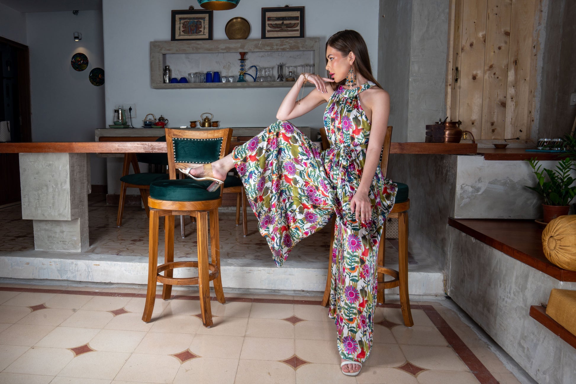 Stunning Multicolor Bamburgh Satin Floral Skylark Jumpsuit