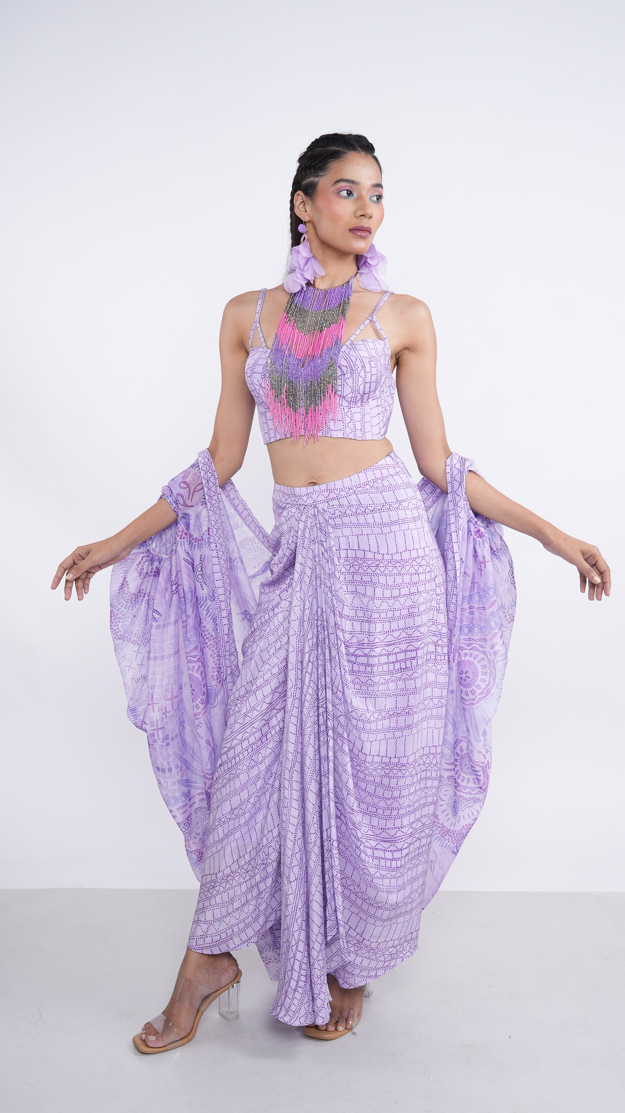 Ethereal Purple Lilac Amisi Corset Cape Jacket & Drape Skirt Set