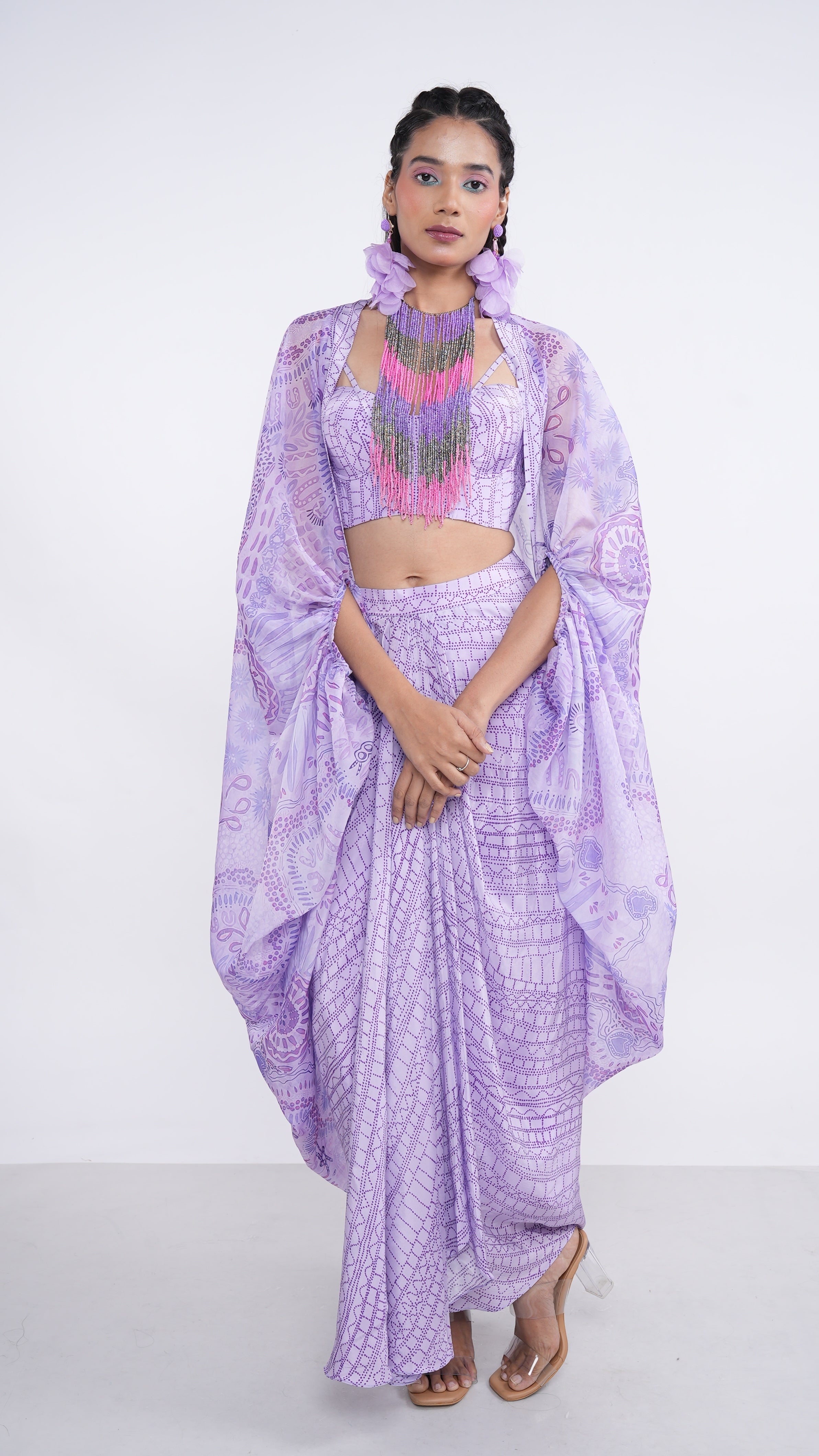 Ethereal Purple Lilac Amisi Corset Cape Jacket & Drape Skirt Set