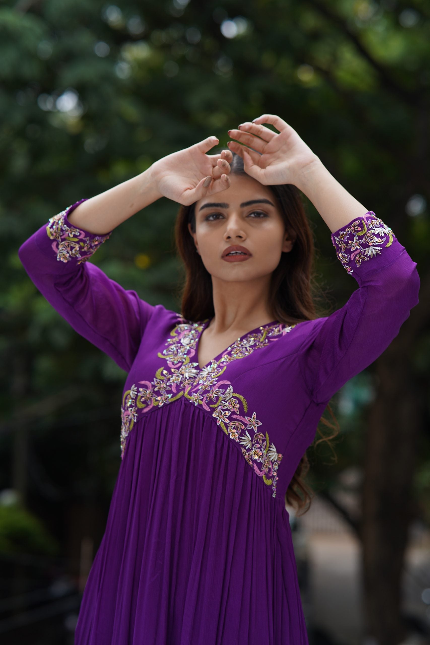 Purple Chiffon Gown - Fusion Party Gown