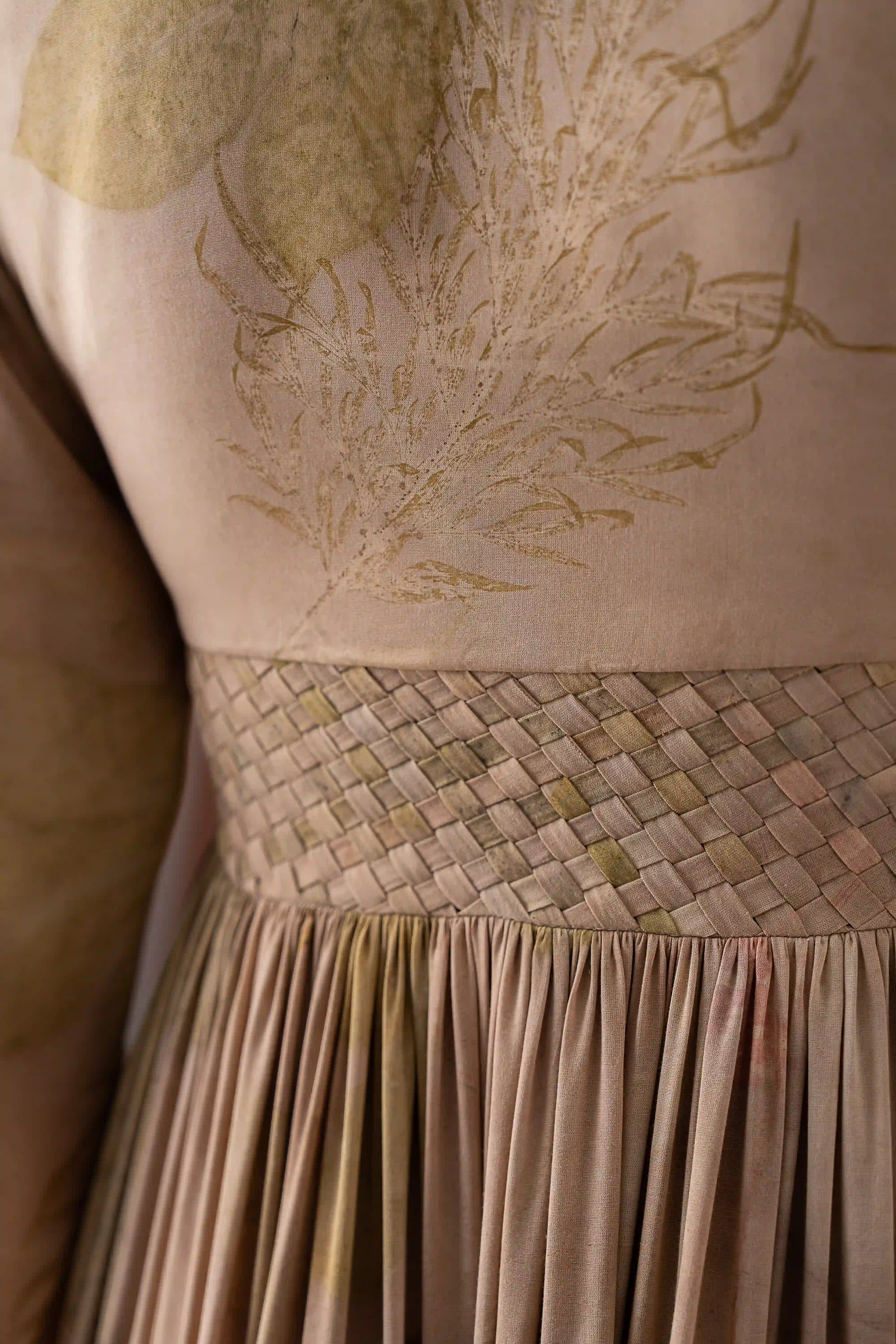 Elegant Beige Banana Fabric Mul Cotton V-Neck Tiered Maxi Dress