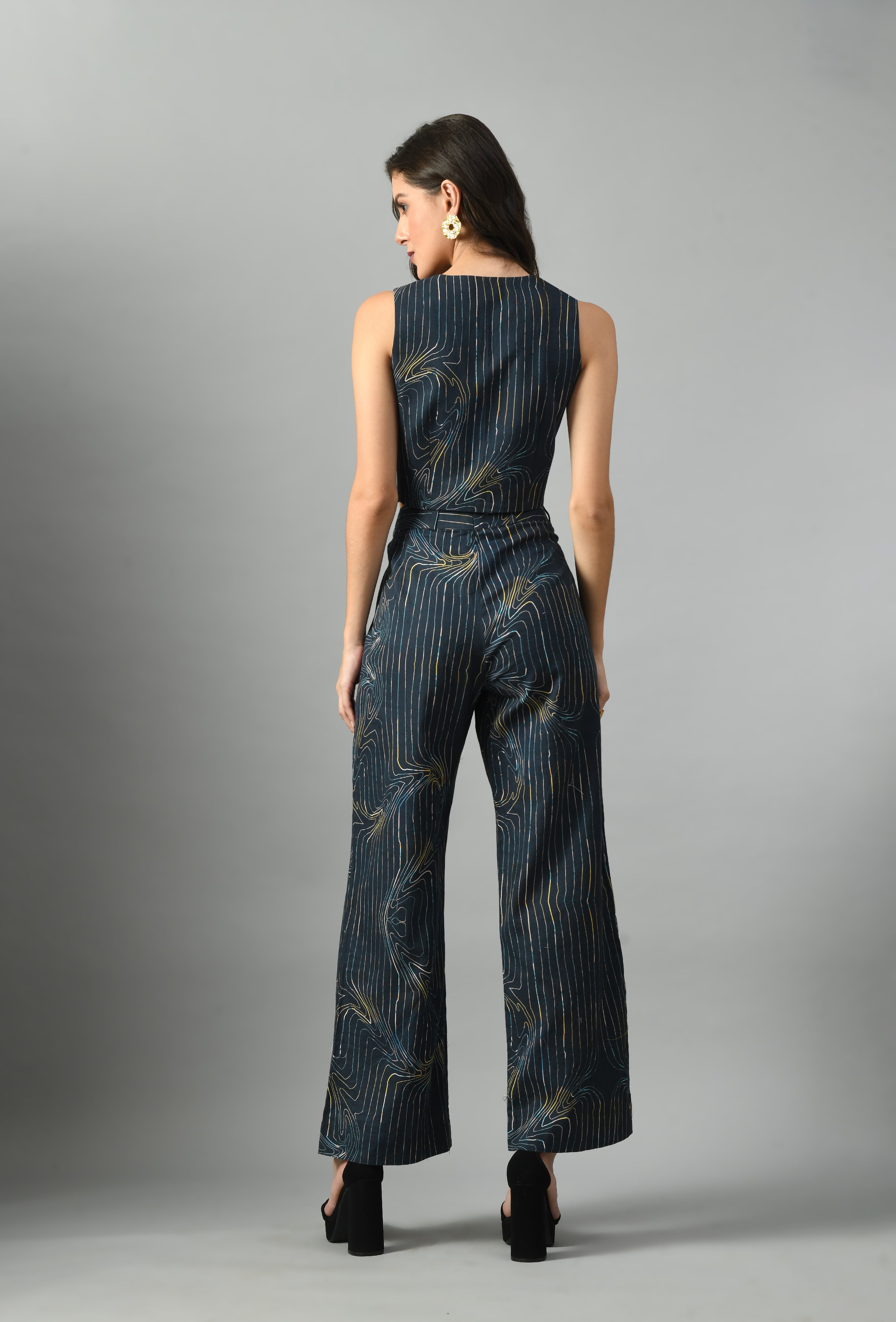 Luxurious Royal Blue Linen Wondersea Waistcoat Trouser Set