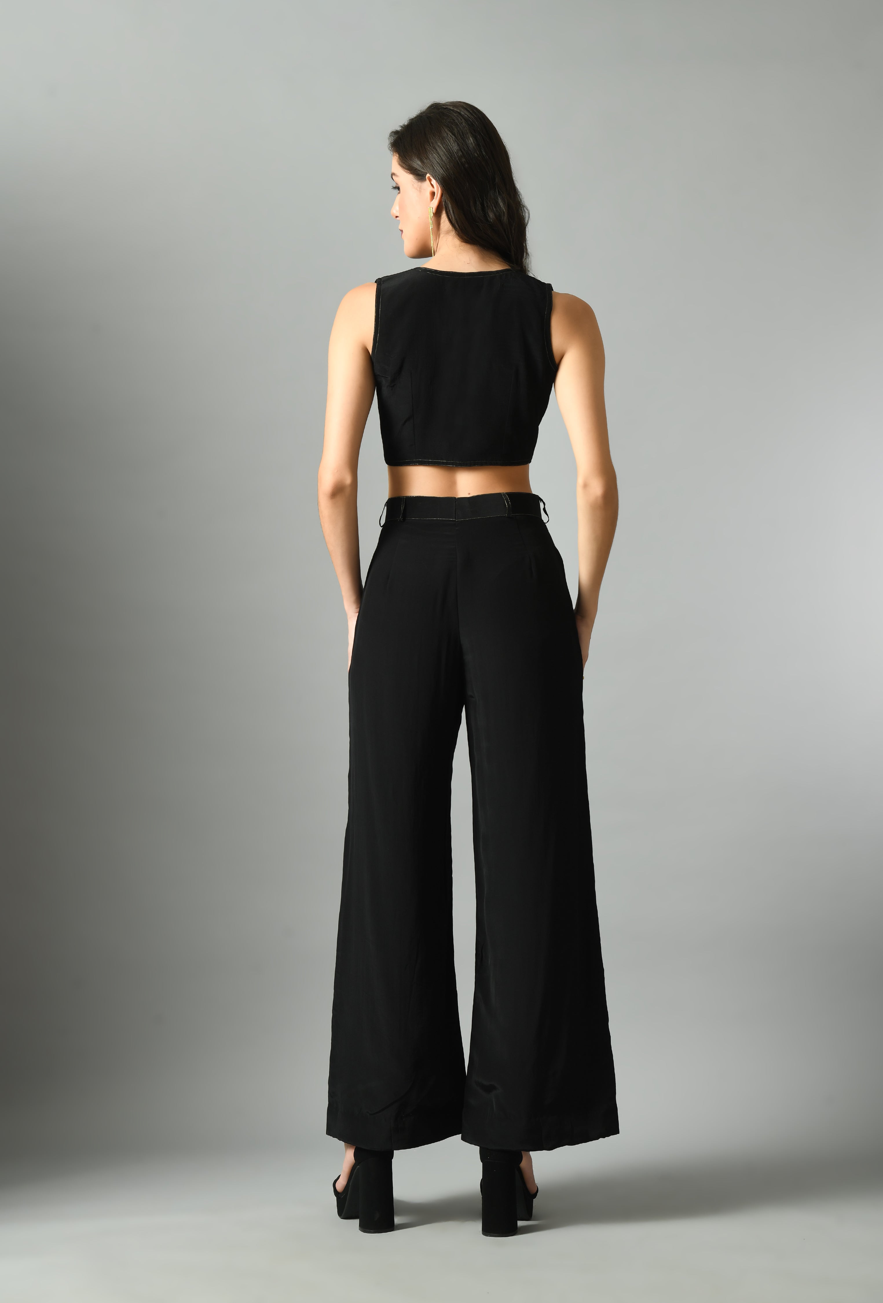 Pure Black Crepe Moonshine Pants