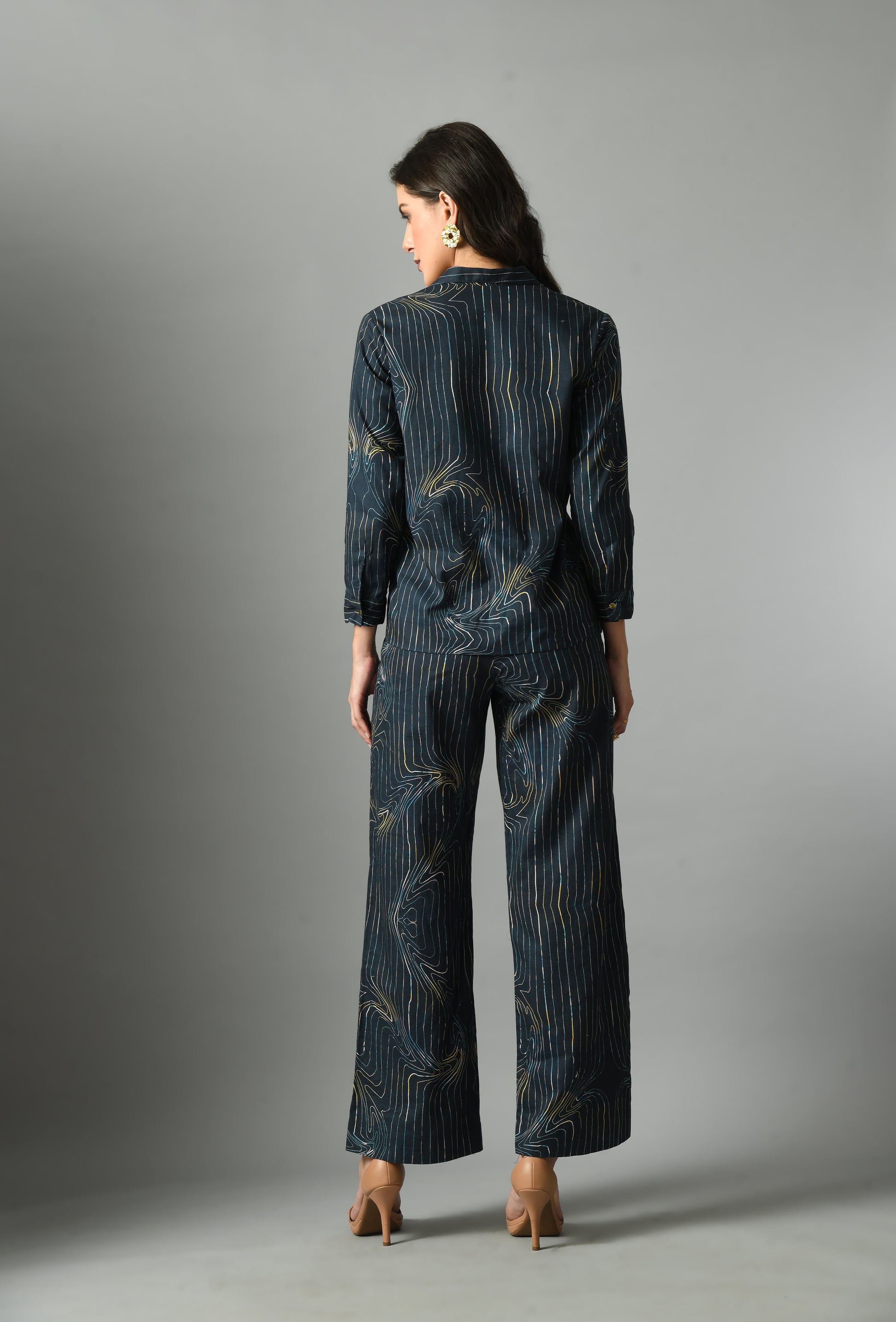 Breezy Royal Blue Crepe Wondersea Digital Print Shirt