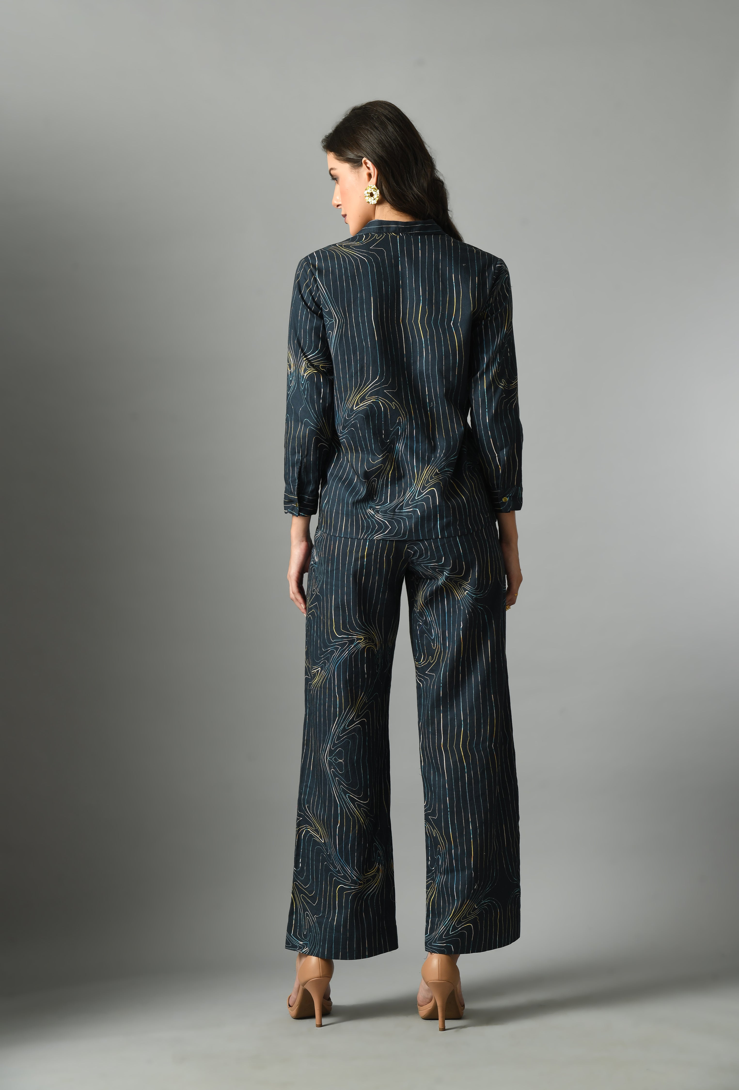 Breezy Royal Blue Crepe Wondersea Digital Print Shirt
