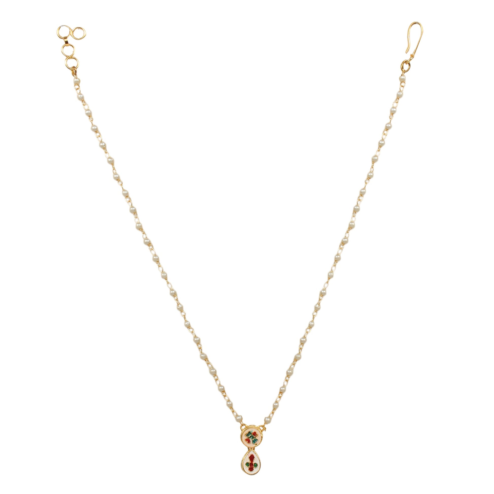White Gold Tone Light Weight Kundan Necklace