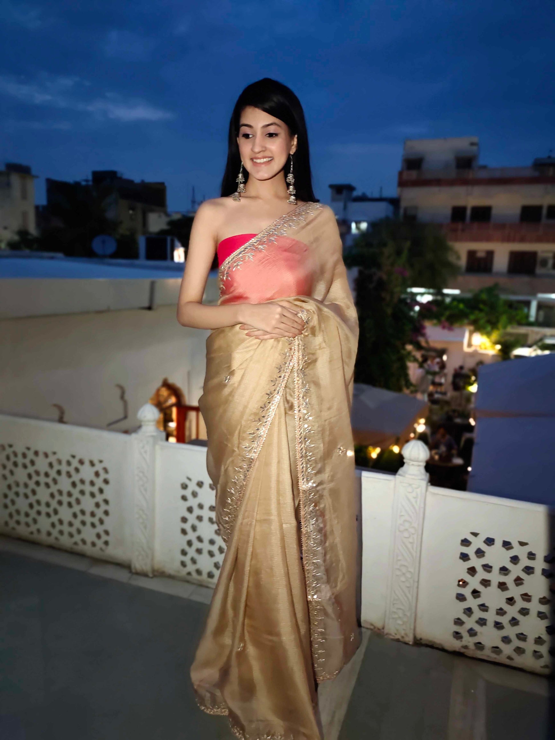 Exquisite Yellow Topaz Kota Silk Saree with Gota Border