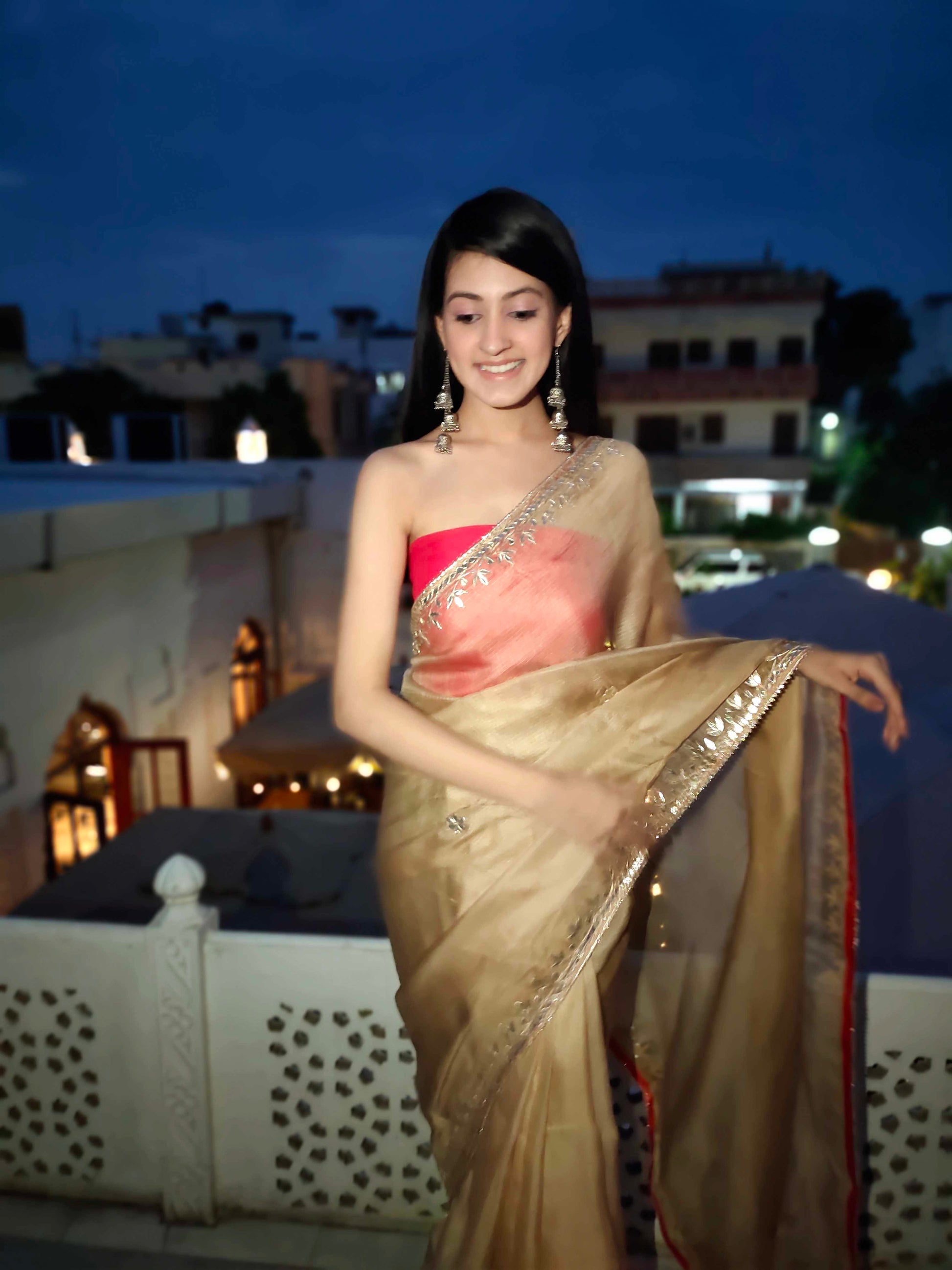 Exquisite Yellow Topaz Kota Silk Saree with Gota Border