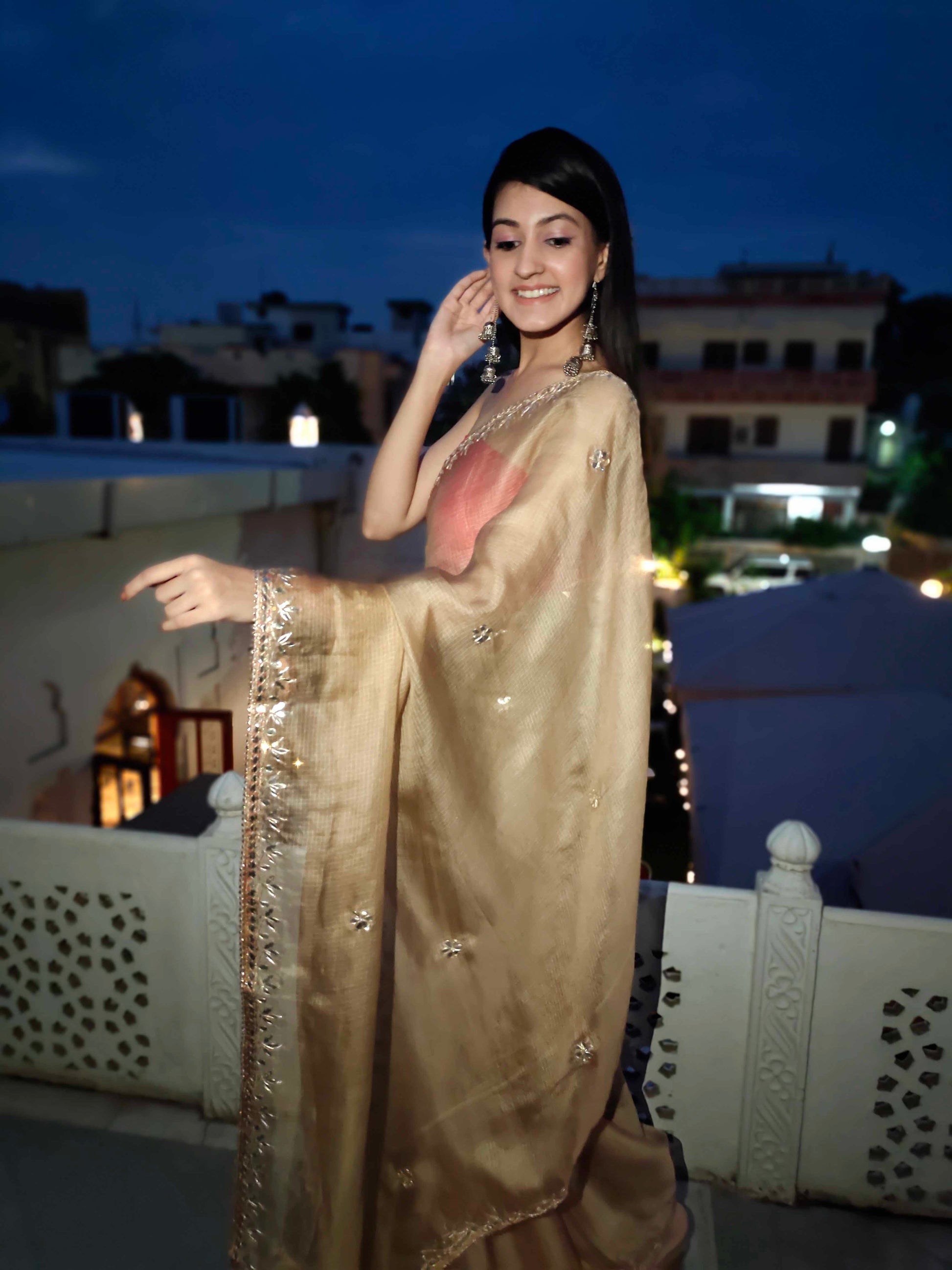 Exquisite Yellow Topaz Kota Silk Saree with Gota Border