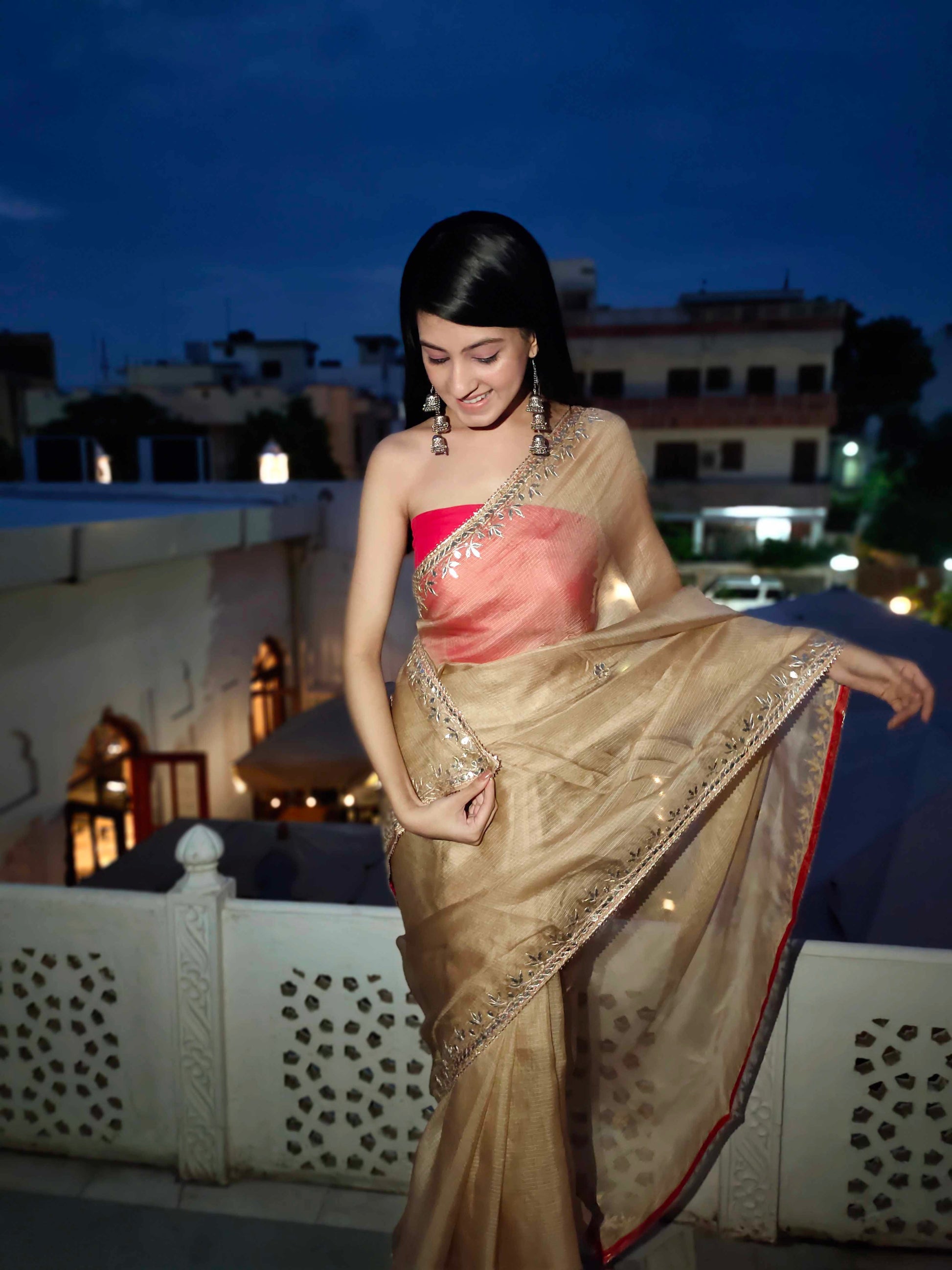 Exquisite Yellow Topaz Kota Silk Saree with Gota Border