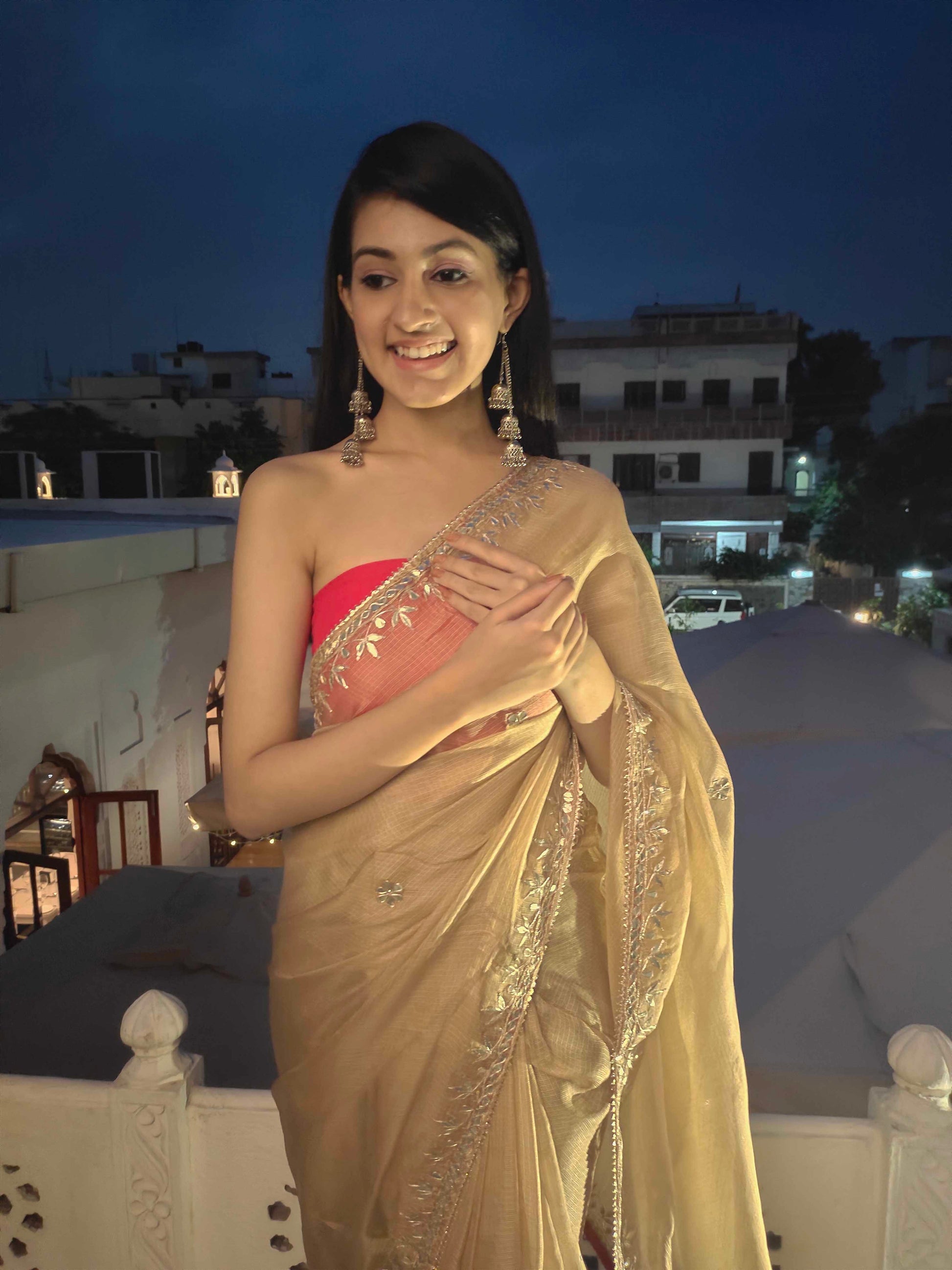 Exquisite Yellow Topaz Kota Silk Saree with Gota Border