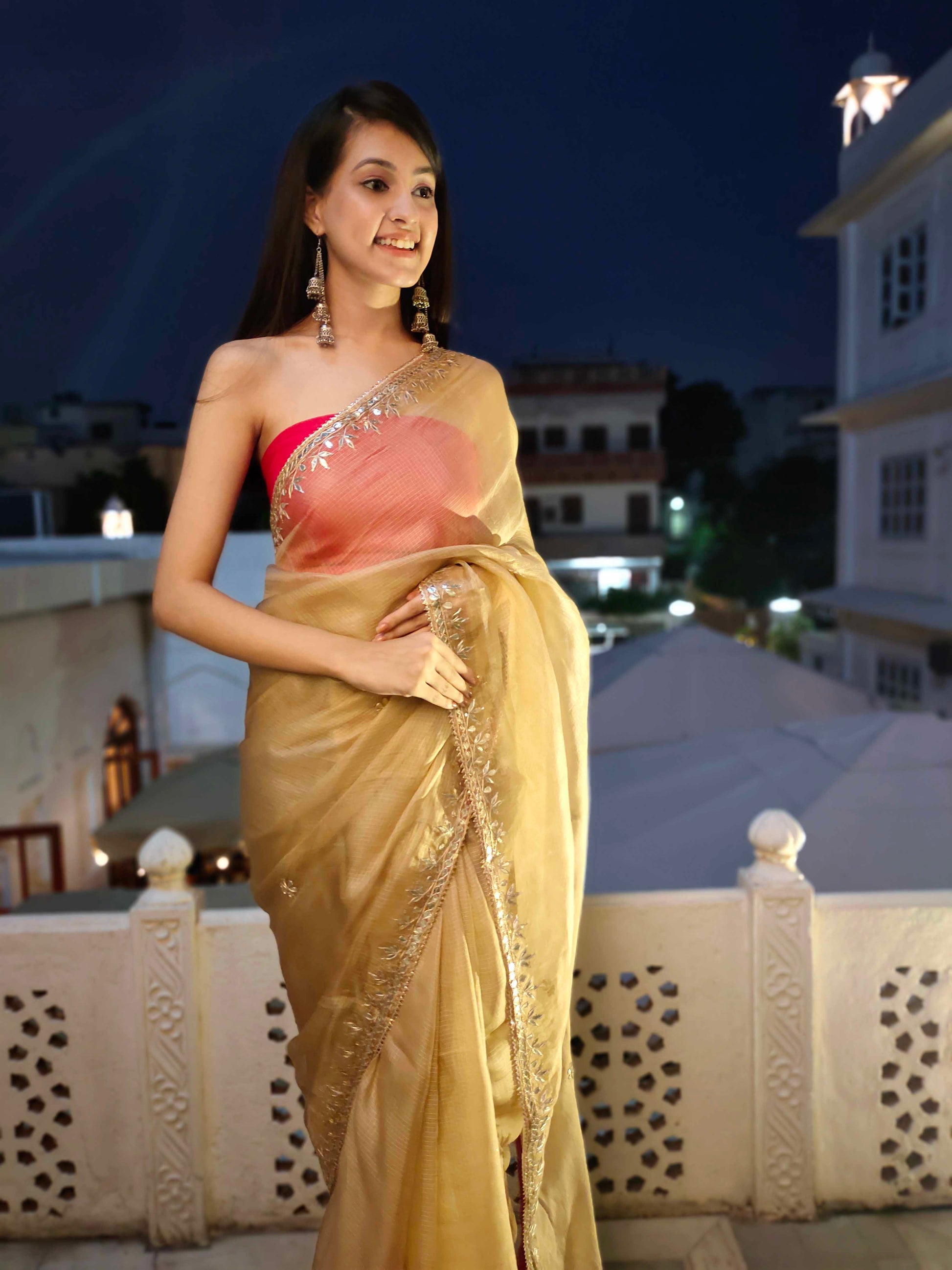 Exquisite Yellow Topaz Kota Silk Saree with Gota Border