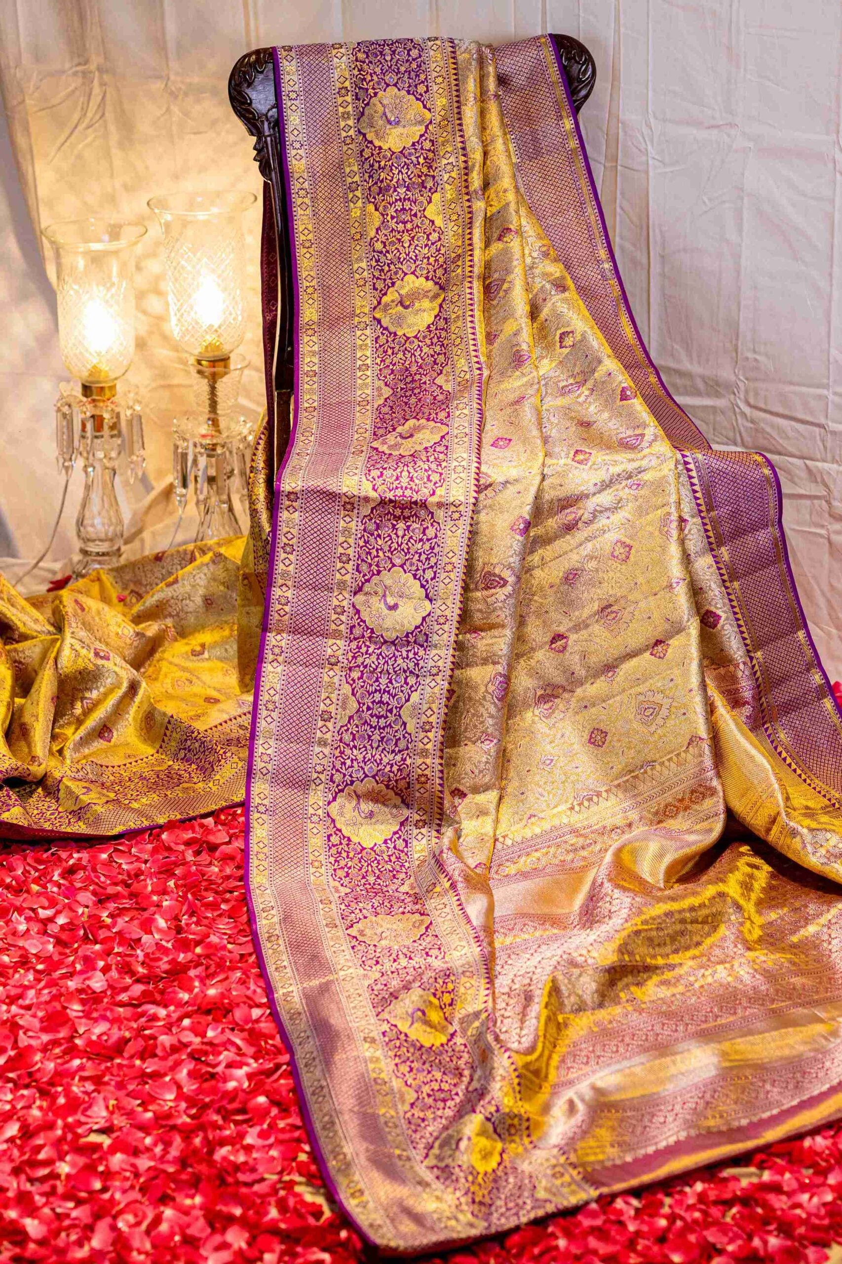 Magenta Tissue Kanchi Silk Saree Jamdani Weave