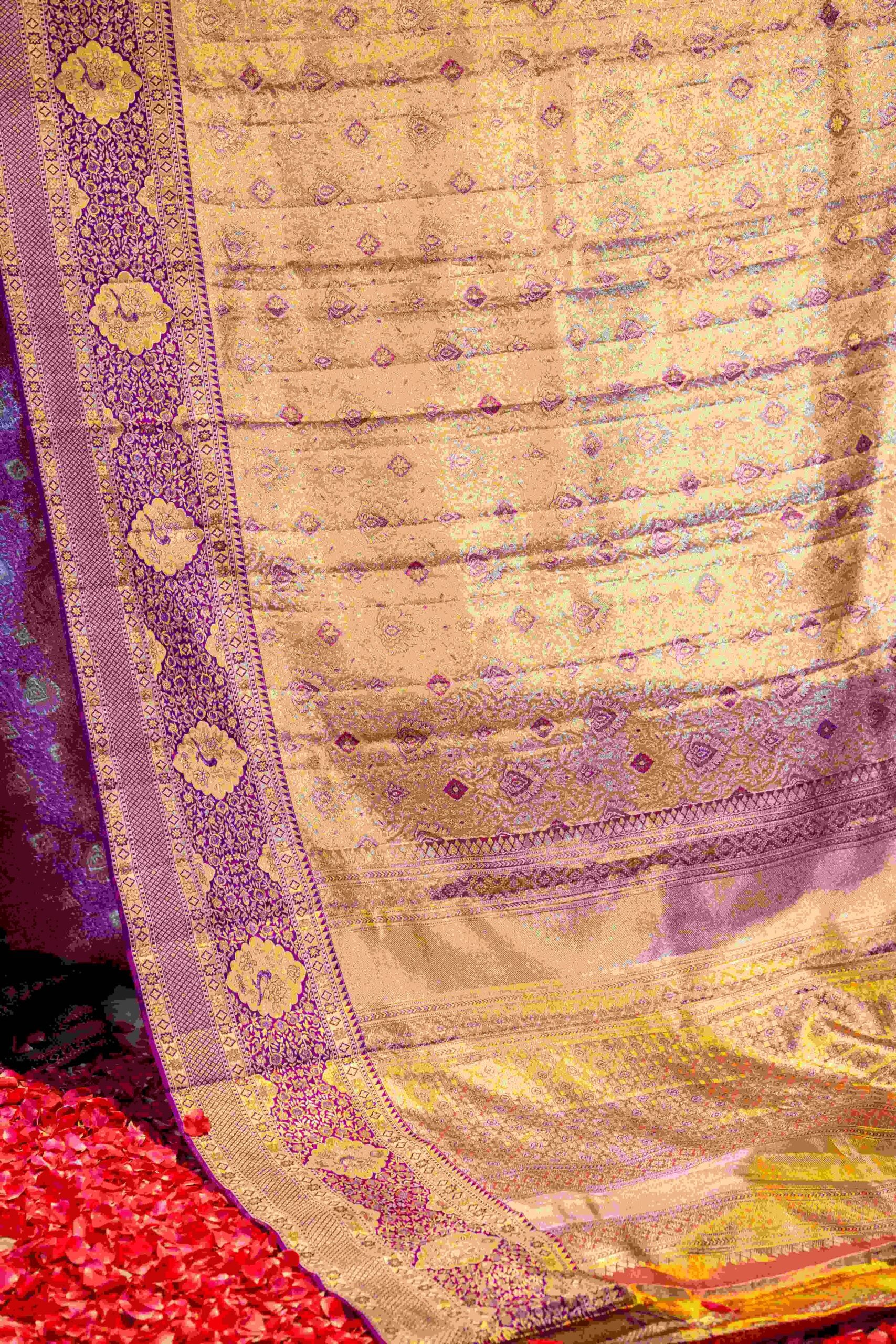 Magenta Tissue Kanchi Silk Saree Jamdani Weave