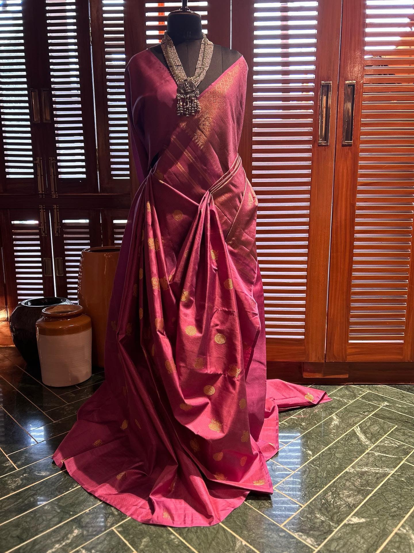 Opera Mauve Purple Kanchi Silk Saree Peacock Motif Weave