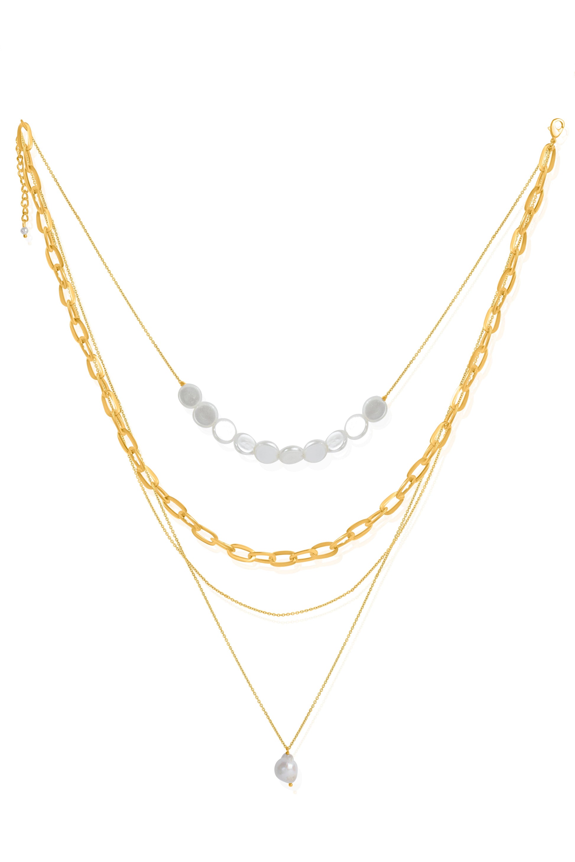 Freshwater Coin Pearl Necklace Baroque Layered Shine